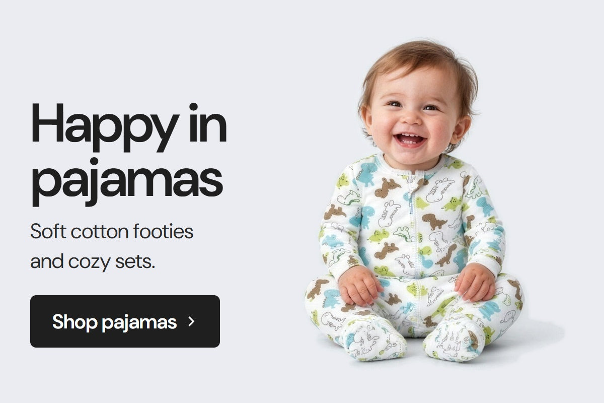 Happy in pajamas: soft cotton footies and cozy sets. Shop pajamas