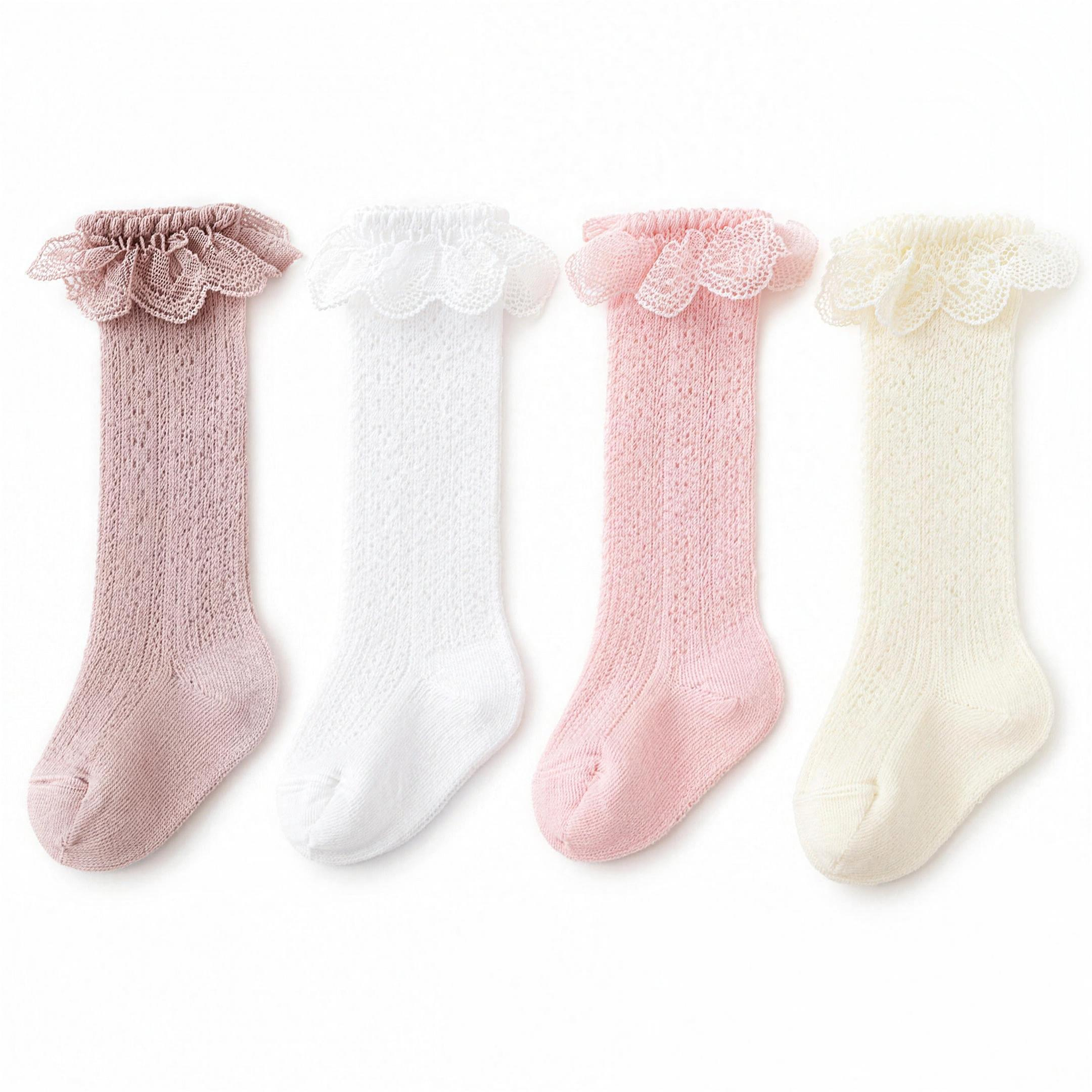 Lace Ruffle Knee-High Socks - all 4 colors
