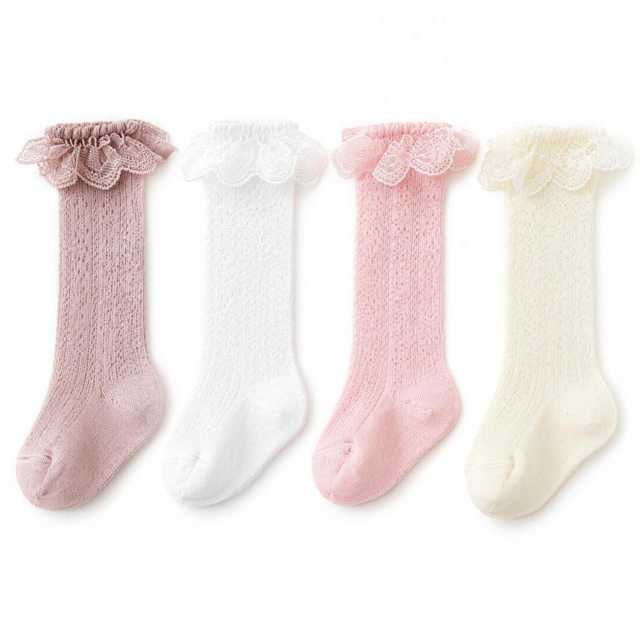 Lace Ruffle Knee-High Socks - all 4 colors