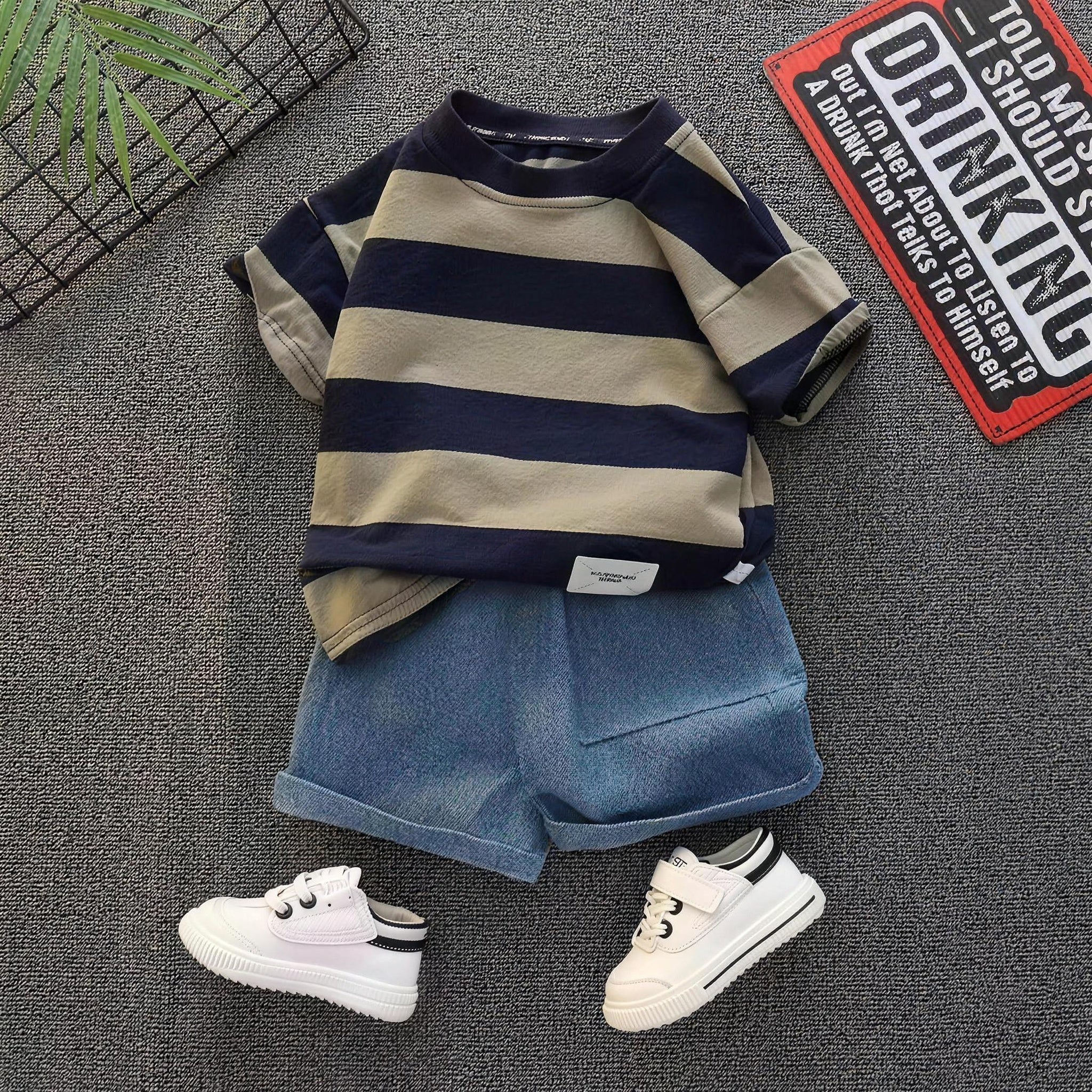 Navy Stripe Denim Set - additional photo