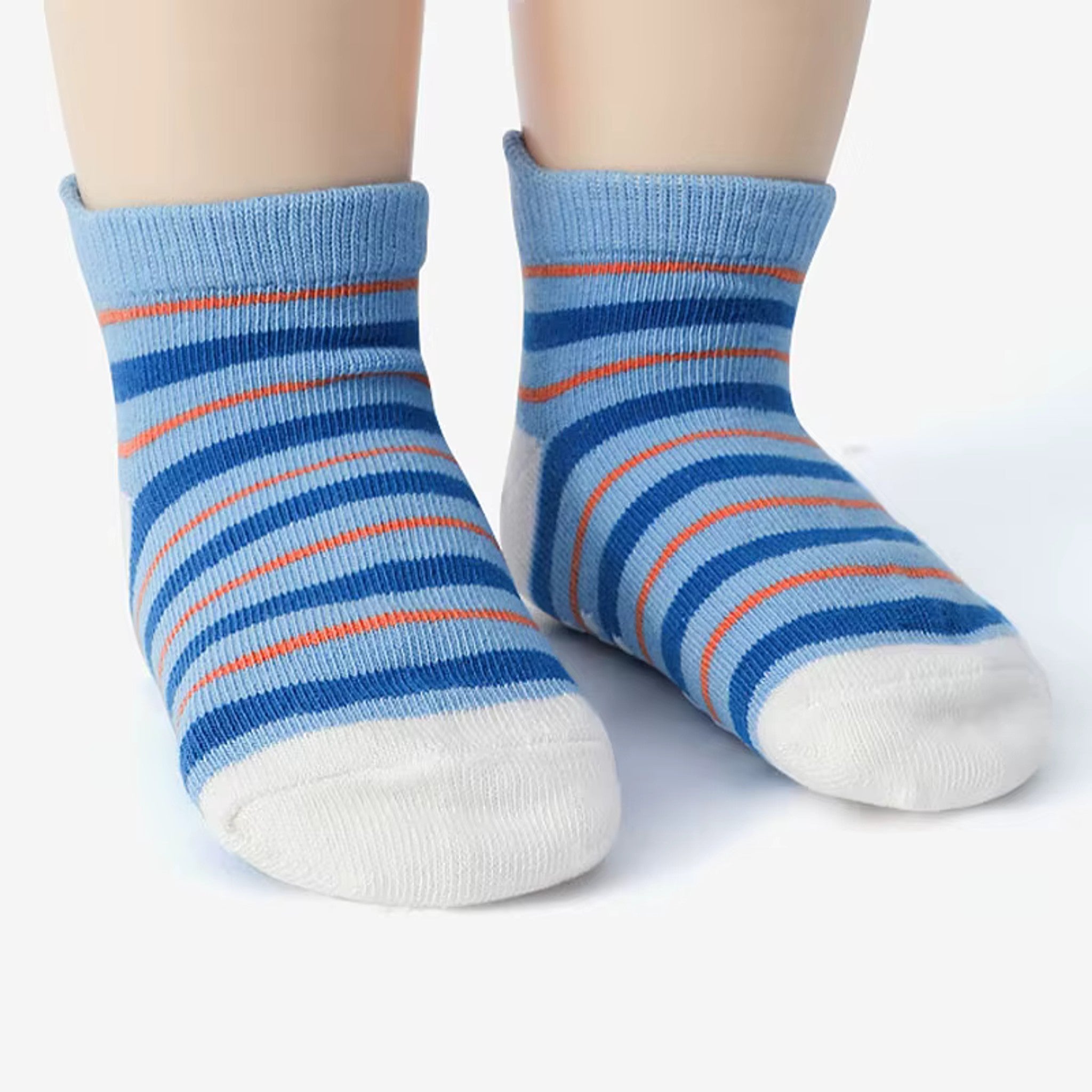 Cartoon Animal Non-Slip Floor Socks - striped design worn on model