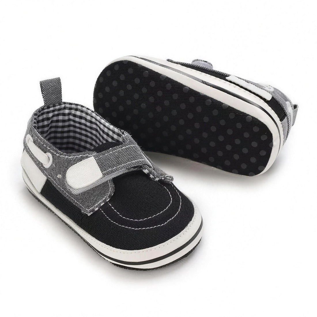 Charcoal Plaid Boat Shoe - baby shoes, professional product photo