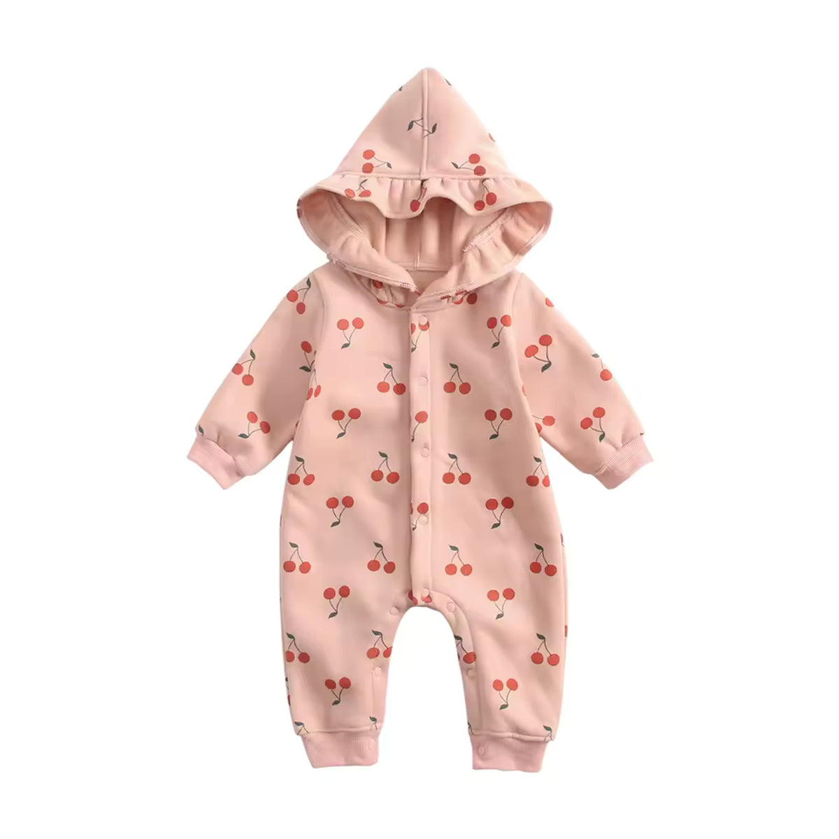 Cherry Hooded Jumpsuit - Pink