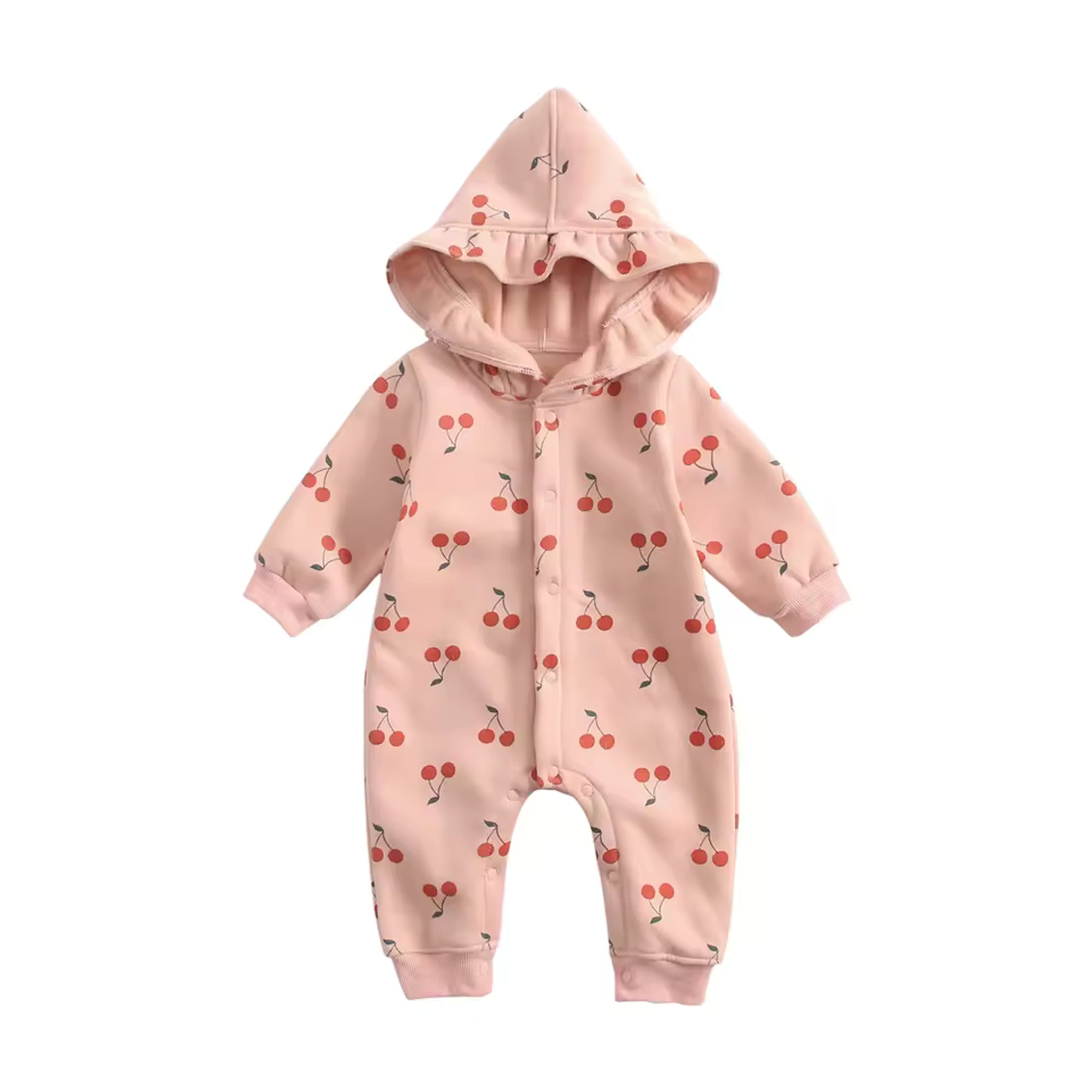 Cherry Hooded Jumpsuit - Pink
