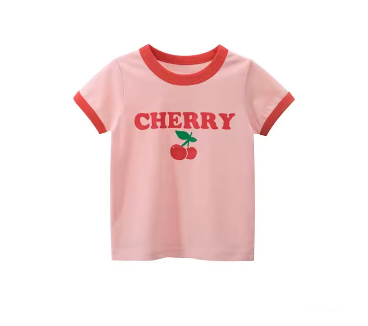 Cherry Tee, girls baby and toddler t-shirt, professional product photo on white background