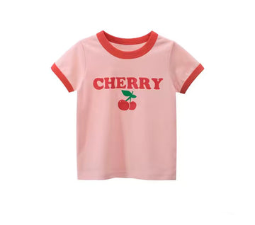 Cherry Tee, girls baby and toddler t-shirt, professional product photo on white background