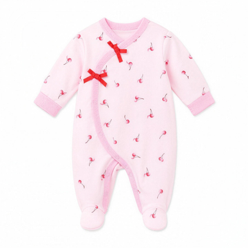 Cherry Wrap Footed Pajama - professional studio photo