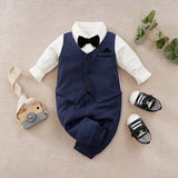 Navy Tuxedo Baby Romper