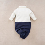 Navy Tuxedo Baby Romper