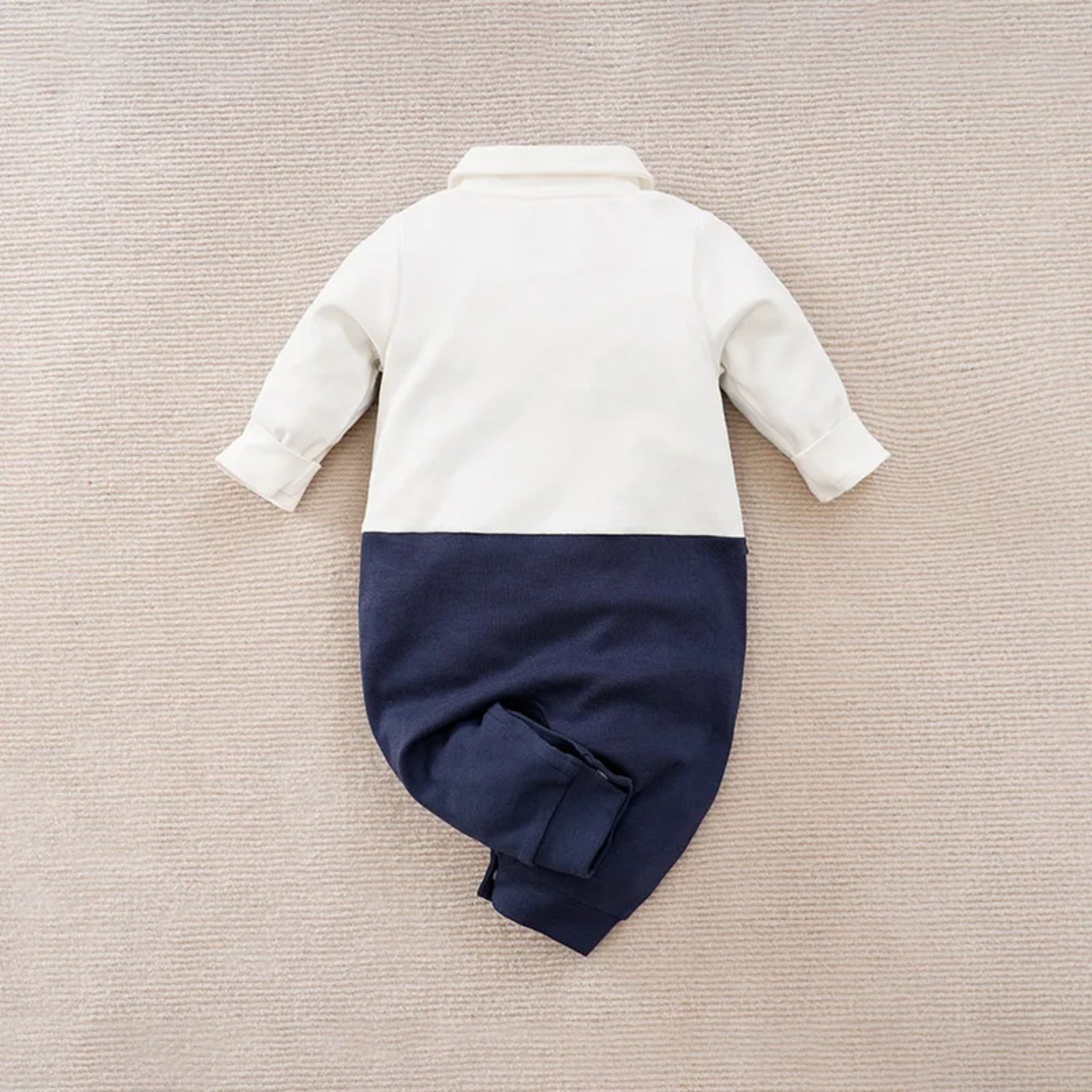 Navy Tuxedo Baby Romper
