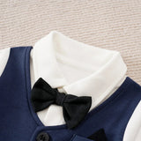 Navy Tuxedo Baby Romper