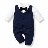 Navy Tuxedo Baby Romper