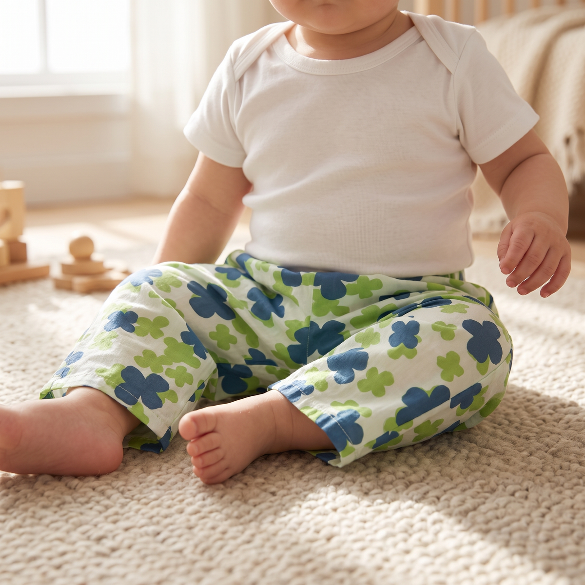 Clover Summer Pants in Print Lifestyle - baby and toddler pants, professional product photo