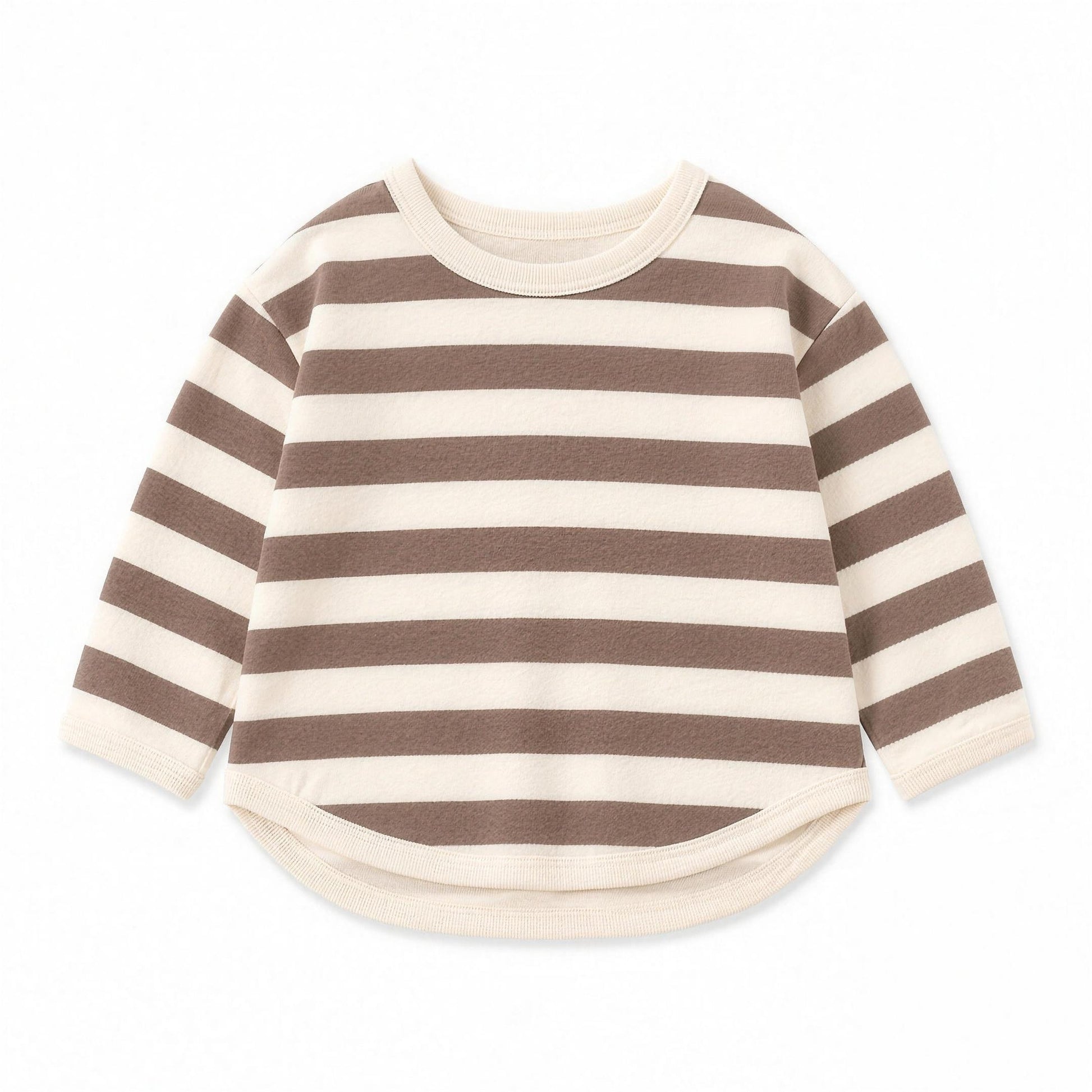 Striped Long Sleeve Top - Coffee, professional studio photo