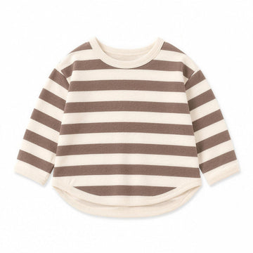 Striped Long Sleeve Top - Coffee, professional studio photo