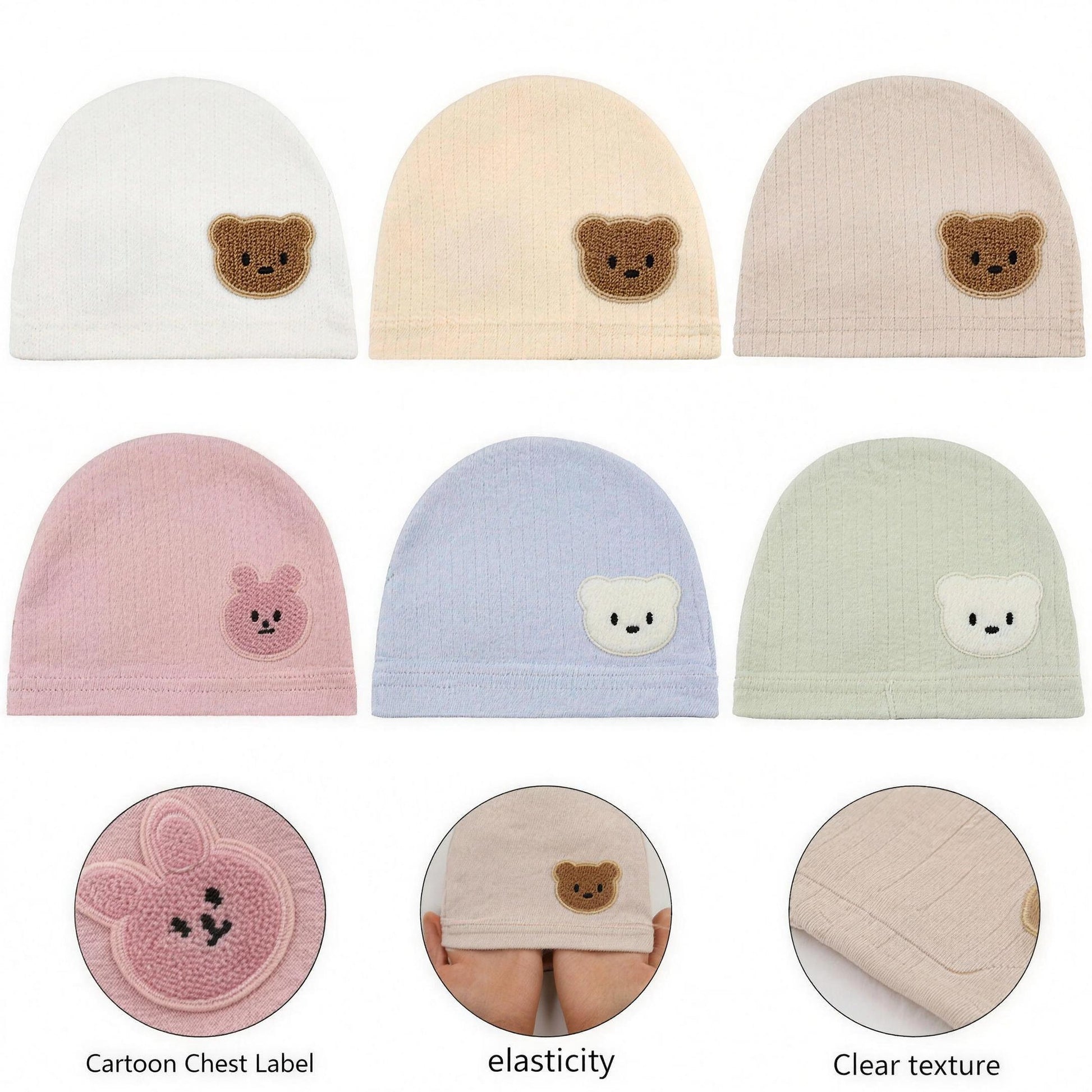 Bear Patch Beanie - all colors shown together