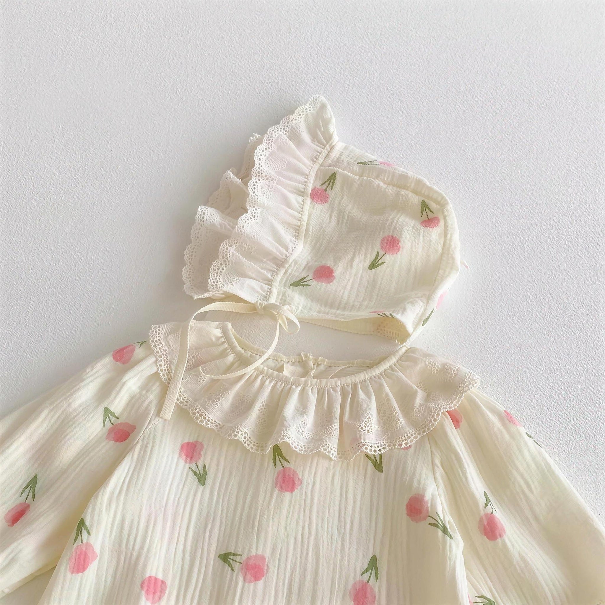 Tulip Print Bonnet Romper - additional photo