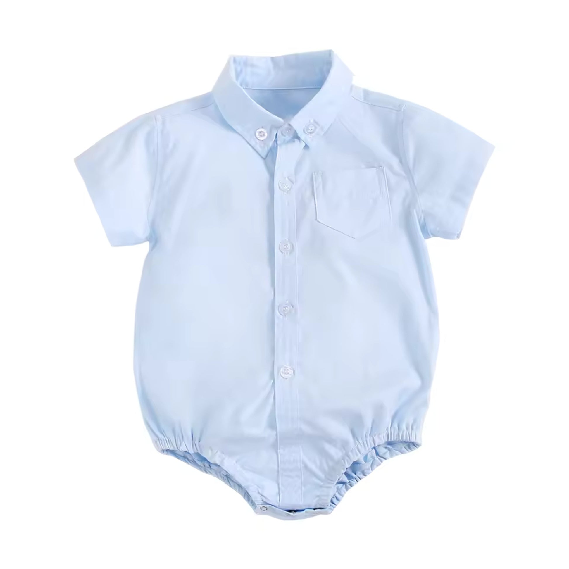 Collared Shirt Bodysuit - Light Blue