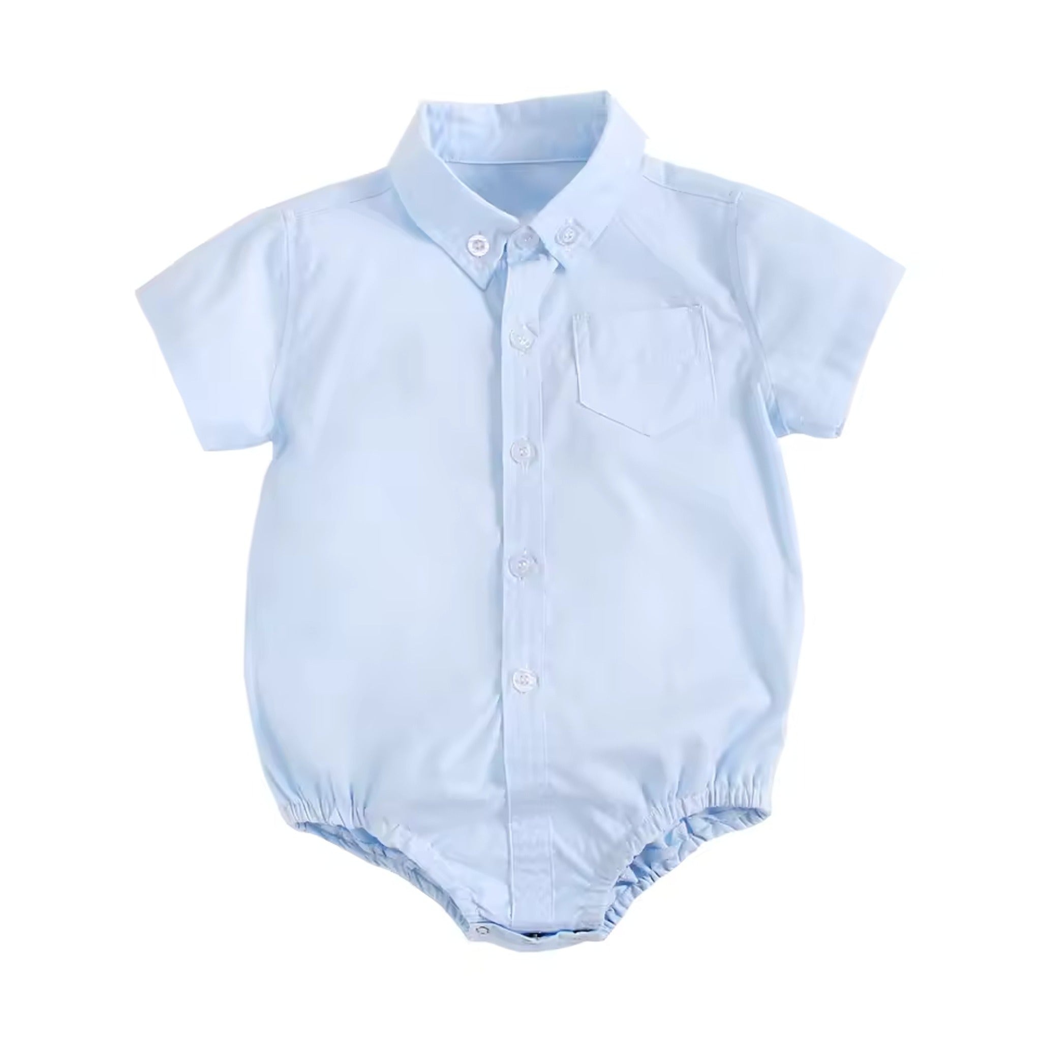 Collared Shirt Bodysuit - Light Blue