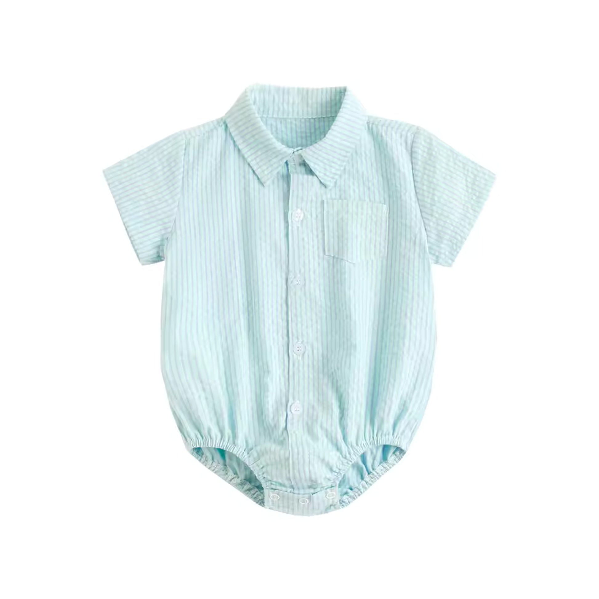 Collared Shirt Bodysuit - Mint Stripe