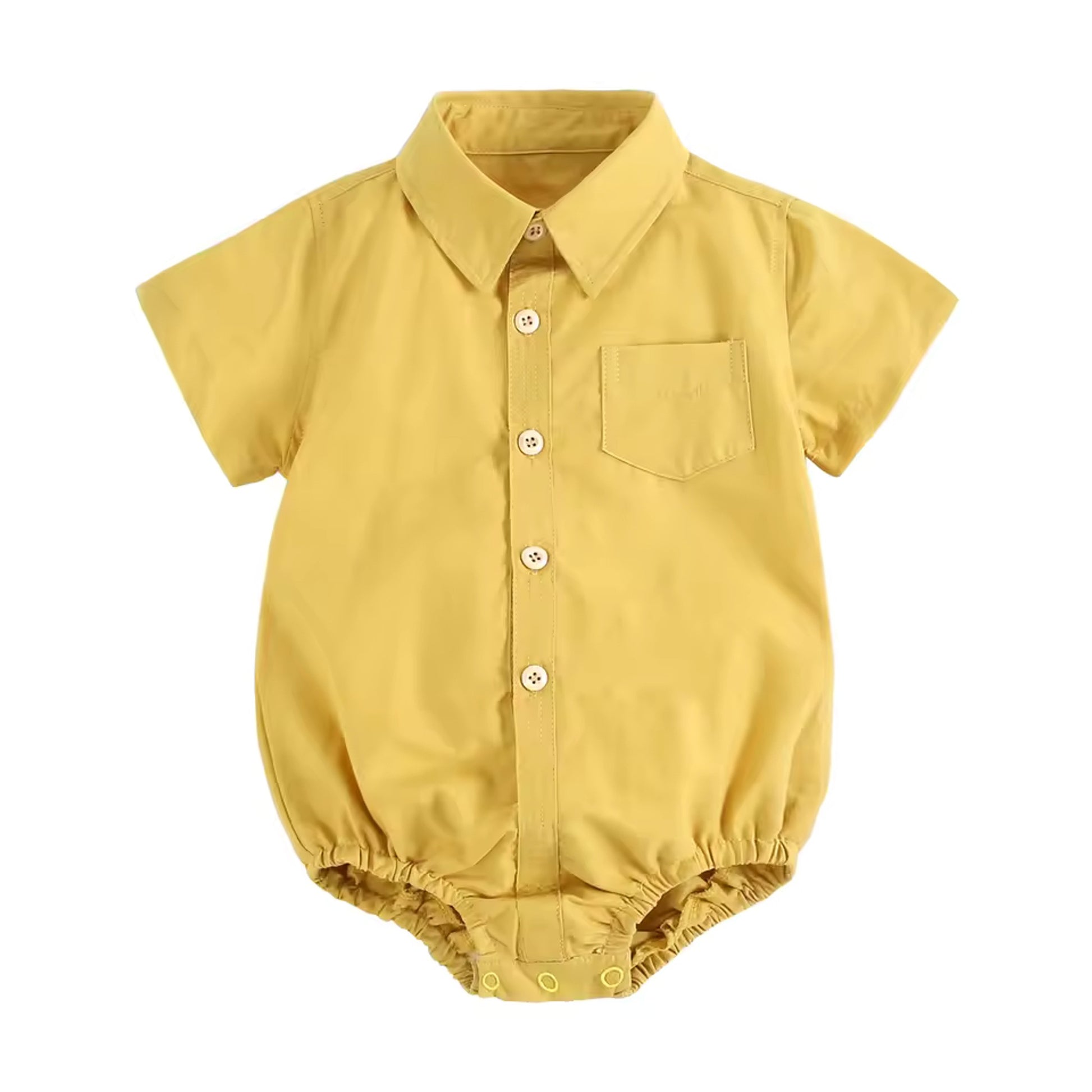 Collared Shirt Bodysuit - Mustard