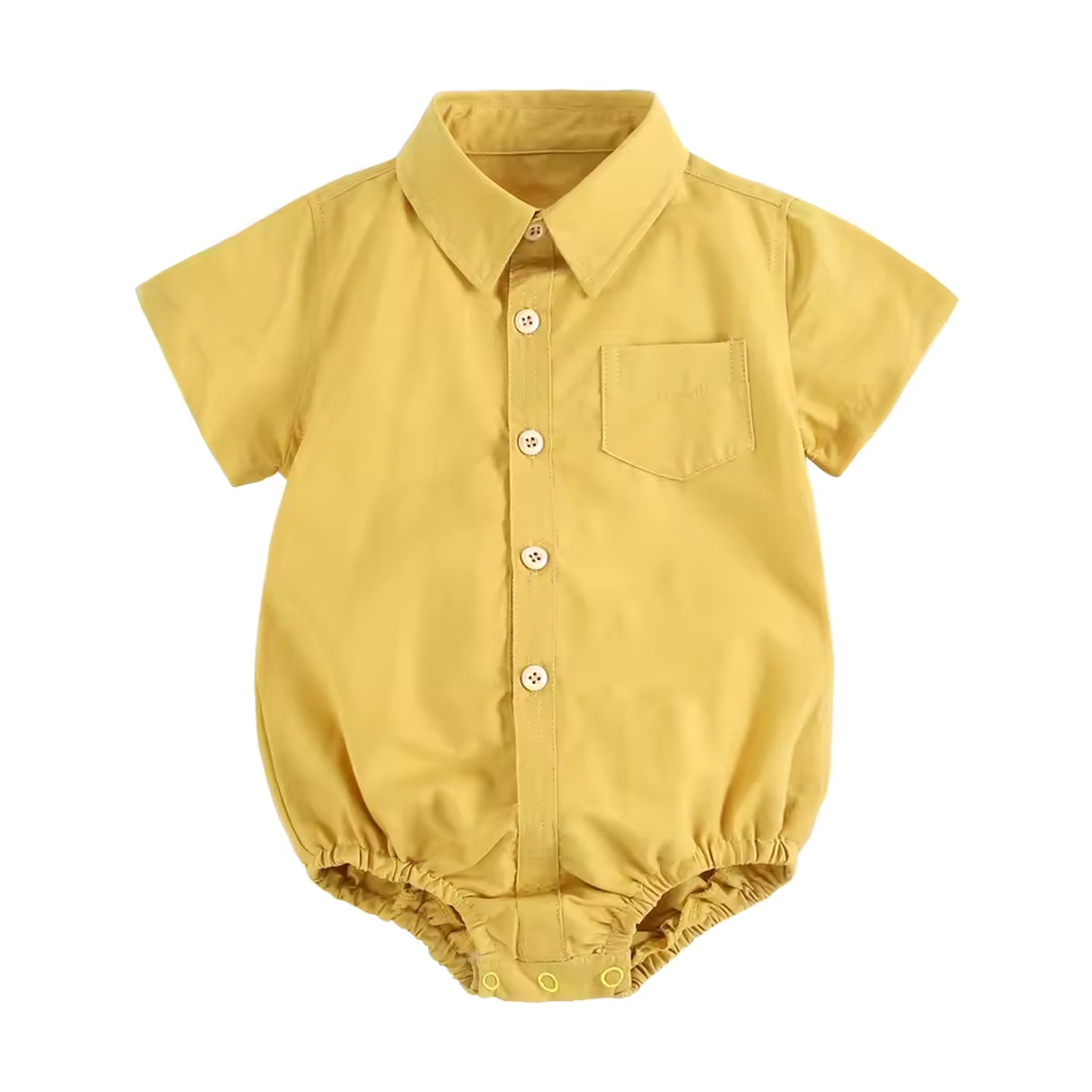 Collared Shirt Bodysuit - Mustard