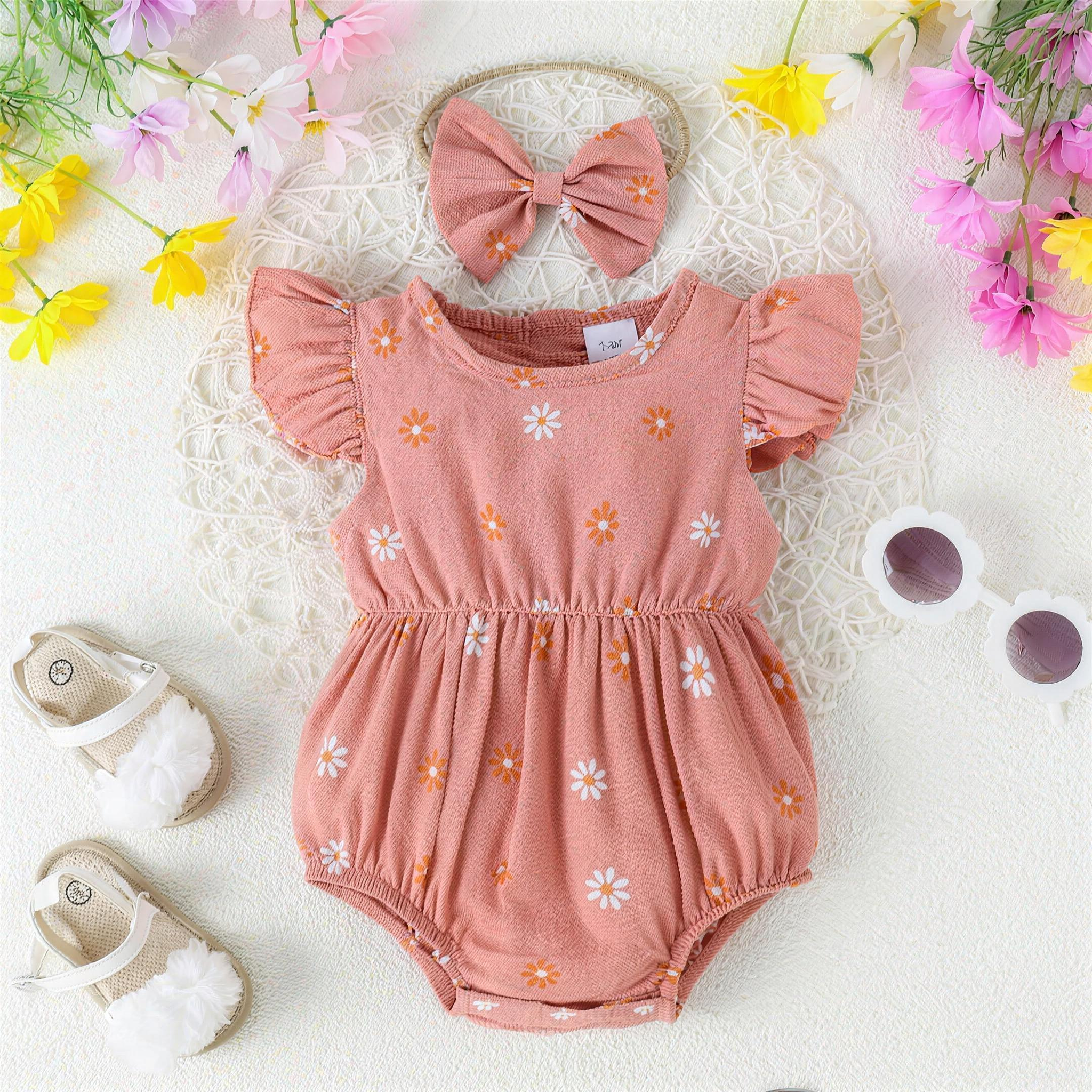 Daisy Flutter Romper Set - Coral lifestyle photo