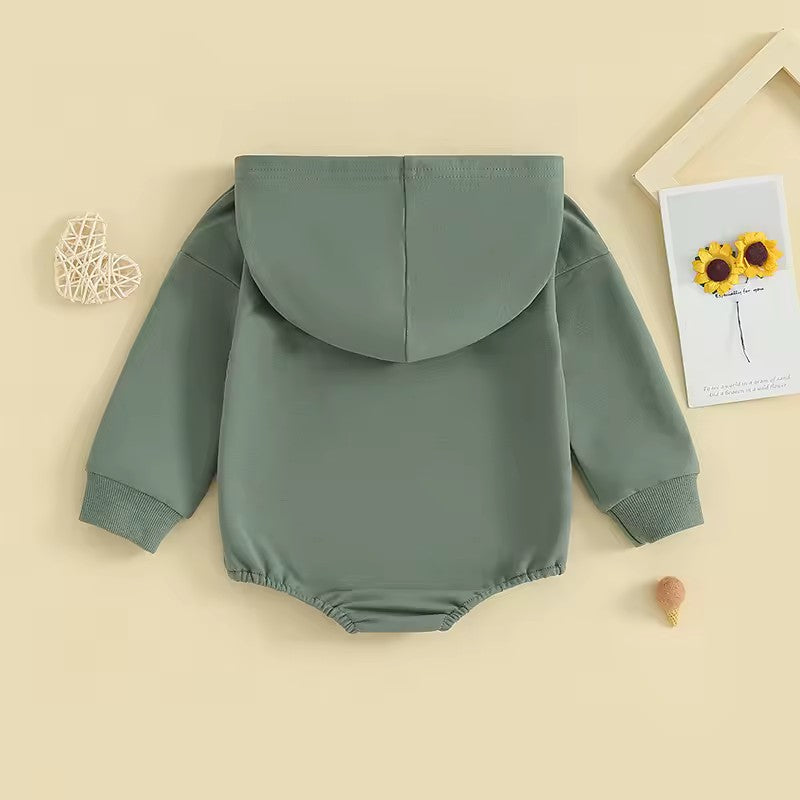 Cozy Hooded Pocket Romper - Back View
