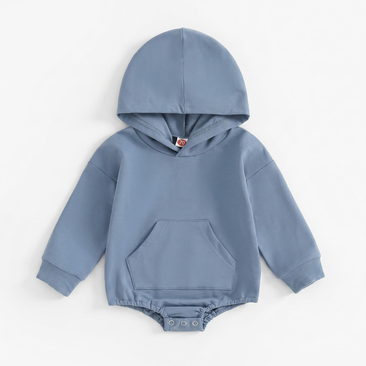 Cozy Hooded Pocket Romper - Blue