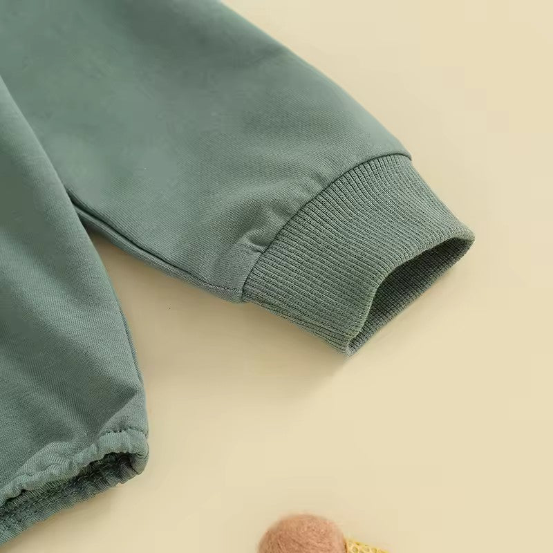 Cozy Hooded Pocket Romper - Sleeve Detail