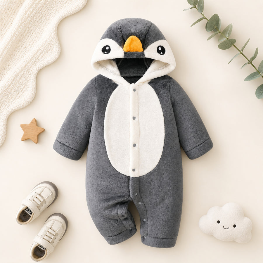 Cozy Penguin Baby Romper
