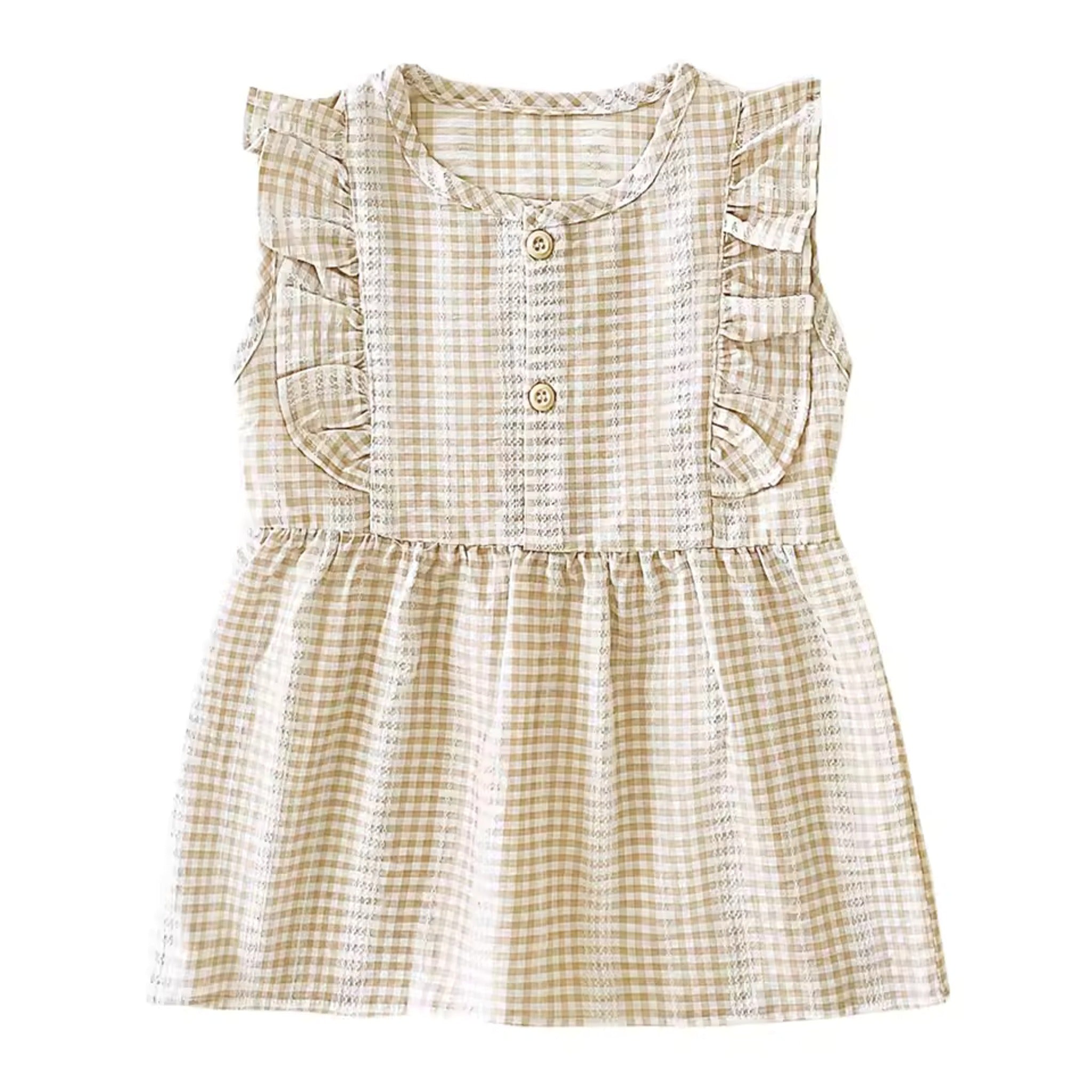 Cream Gingham Dress