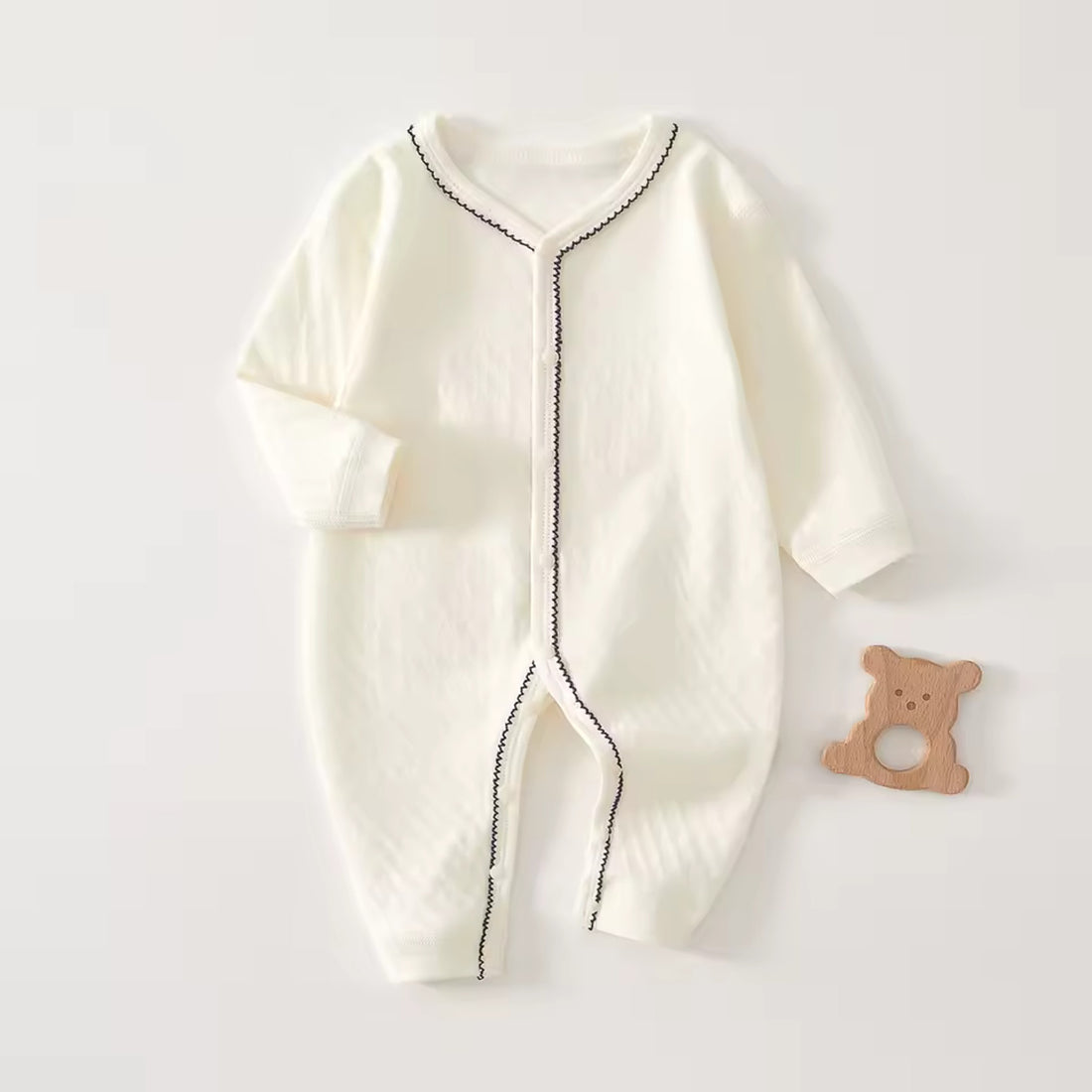 Cream Ribbed Onesie - front