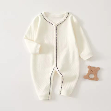 Cream Ribbed Onesie - front