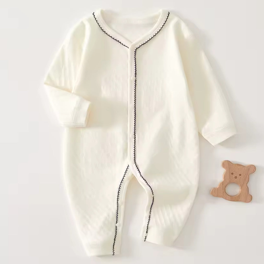 Cream Ribbed Onesie - front