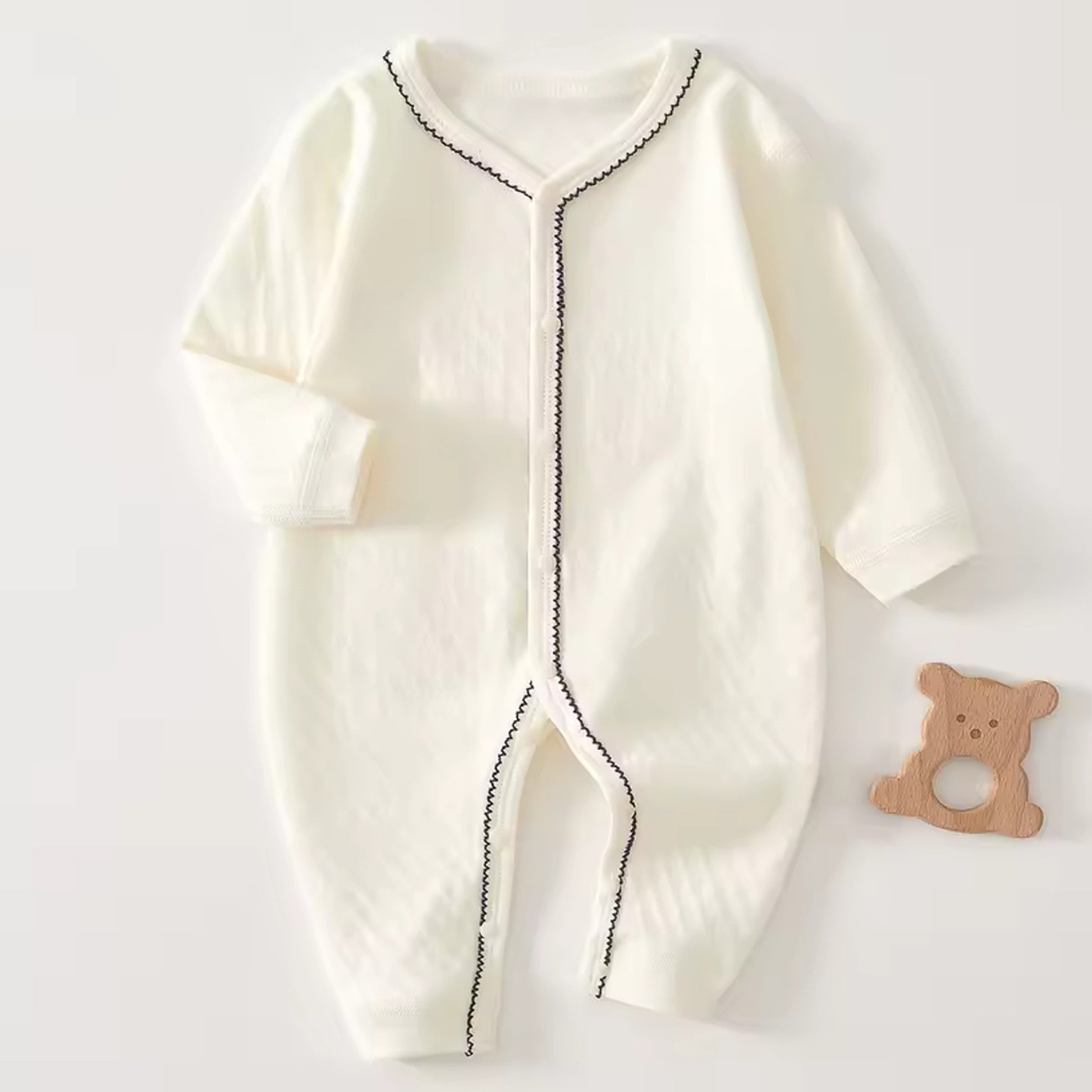 Cream Ribbed Onesie - wide detail