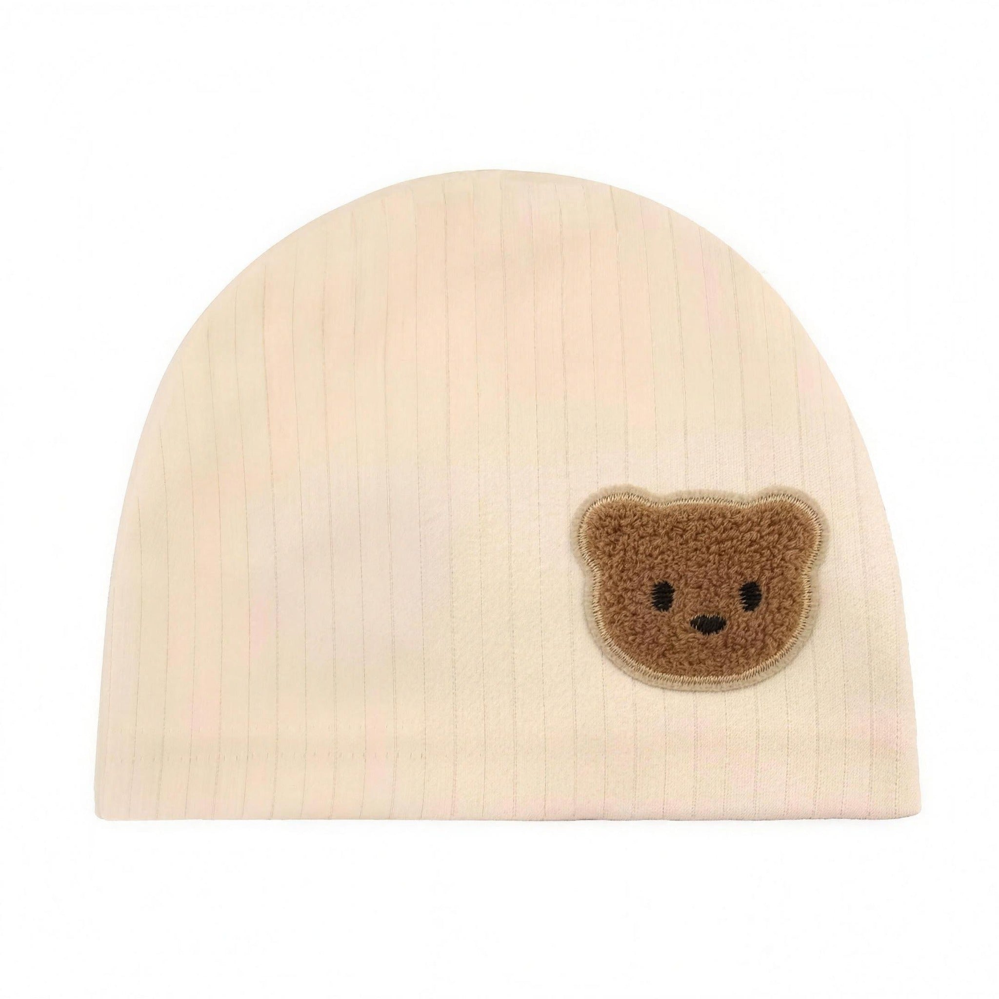 Bear Patch Beanie - Cream - professional product photo on white background