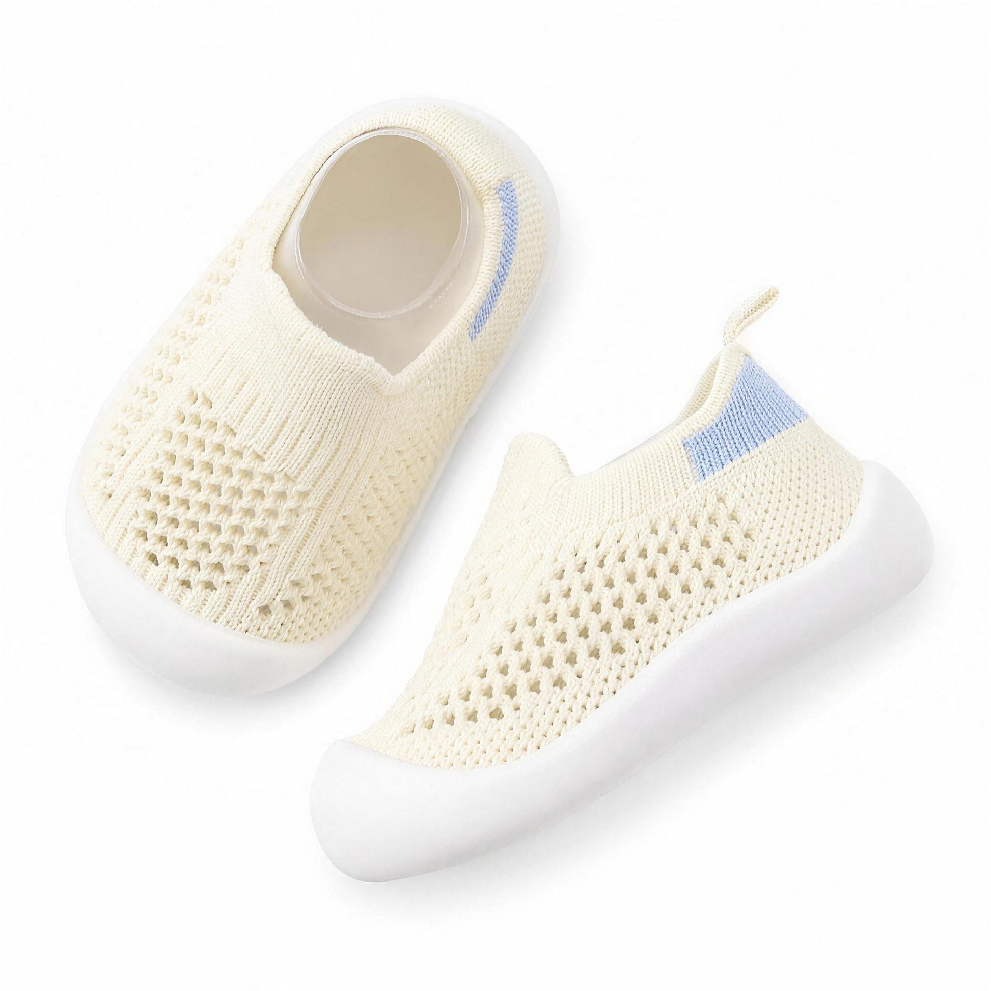 Colorblock Knit Sneakers - Cream