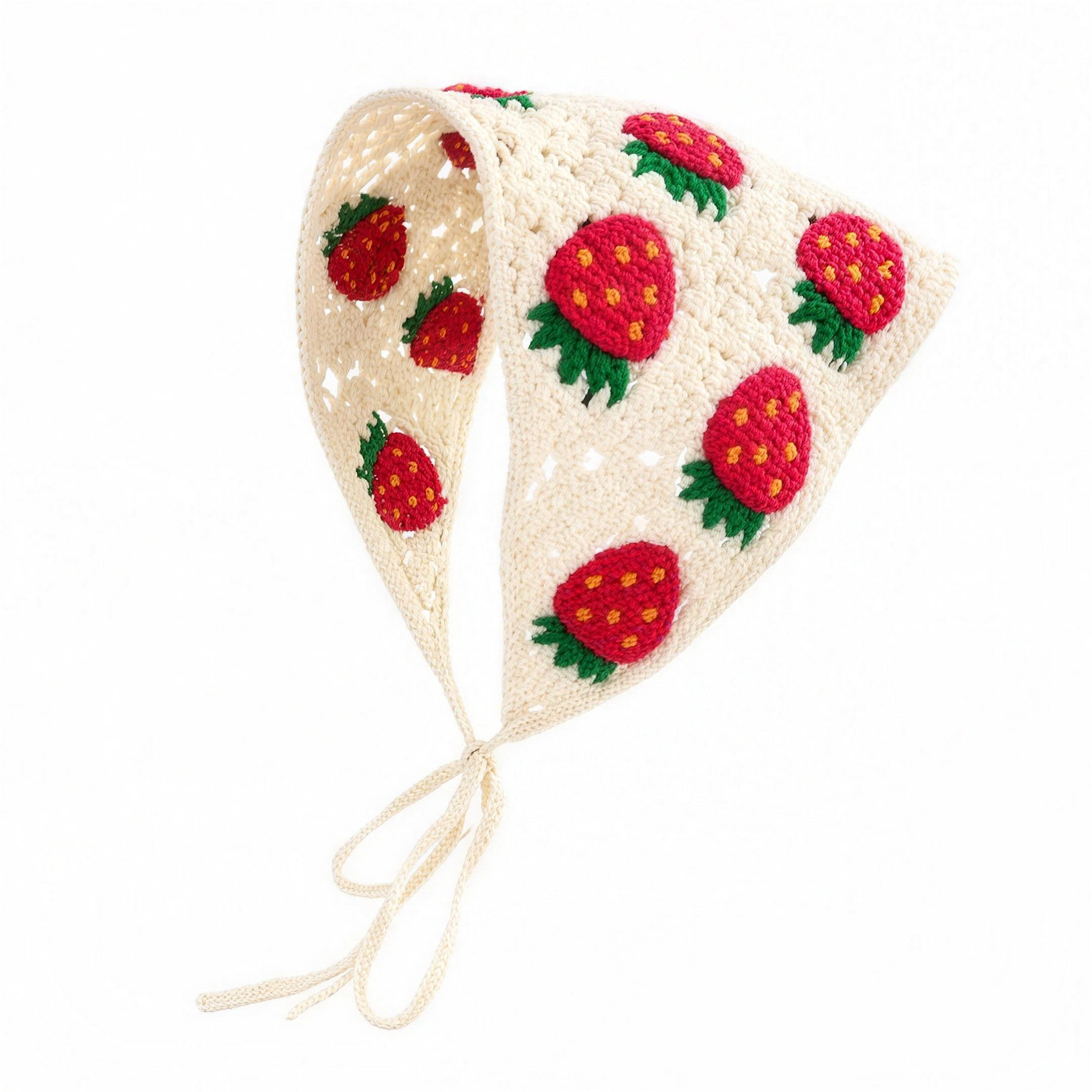 Crochet Strawberry Daisy Bonnet - Cream Strawberry - professional studio photo