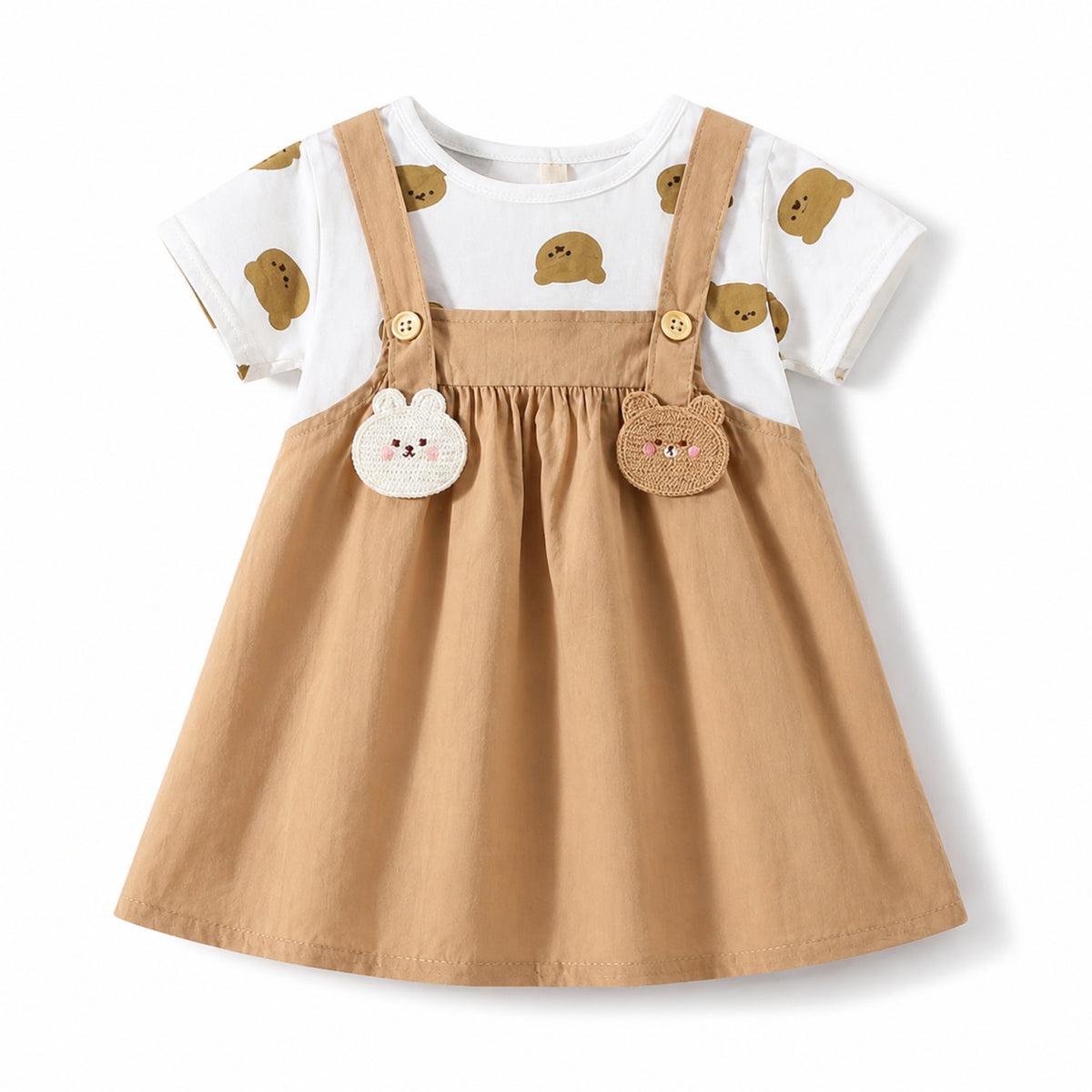 Cute Bear Baby Dress in Brown - baby and toddler clothing, professional product photo