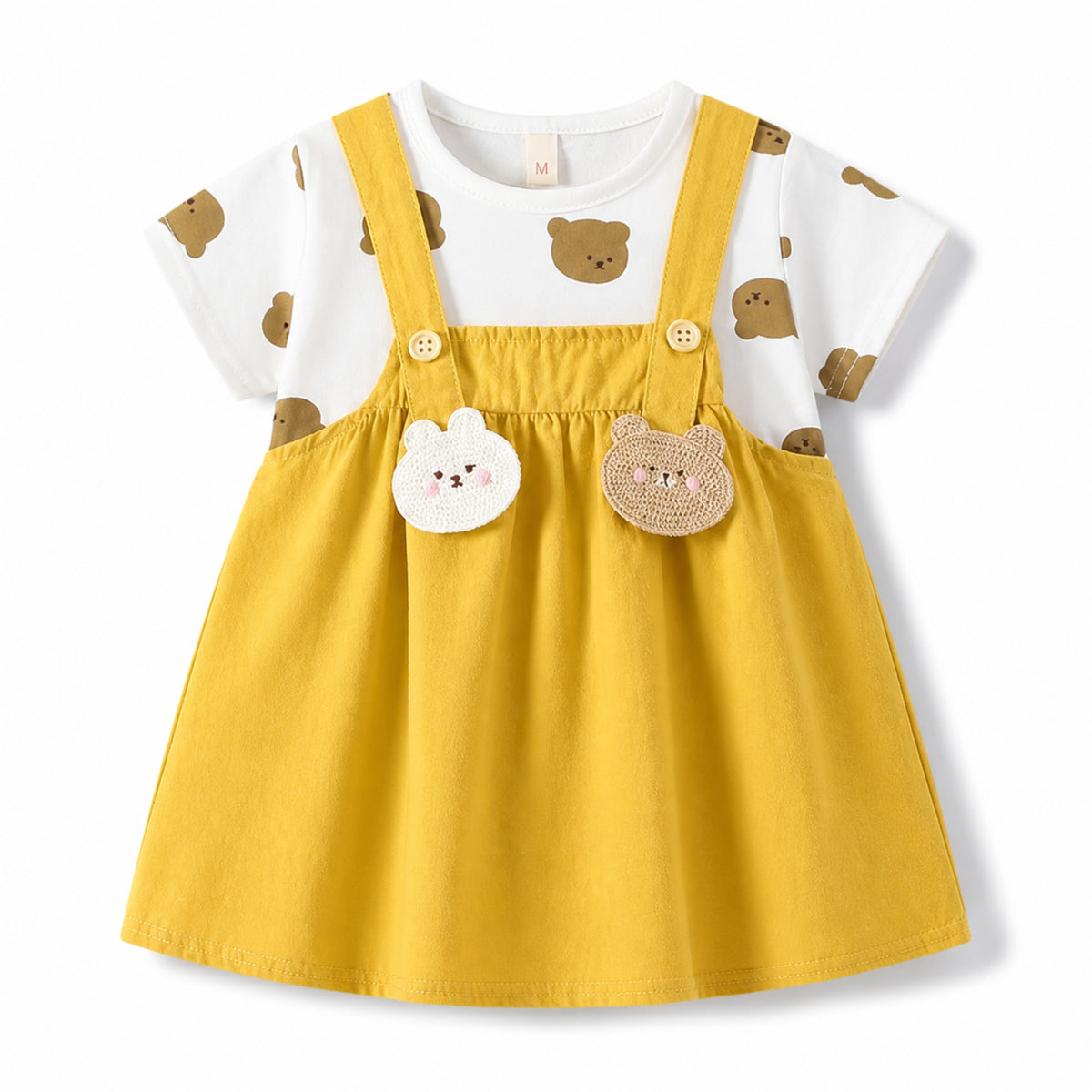 Cute Bear Baby Dress in Yellow - baby and toddler clothing, professional product photo