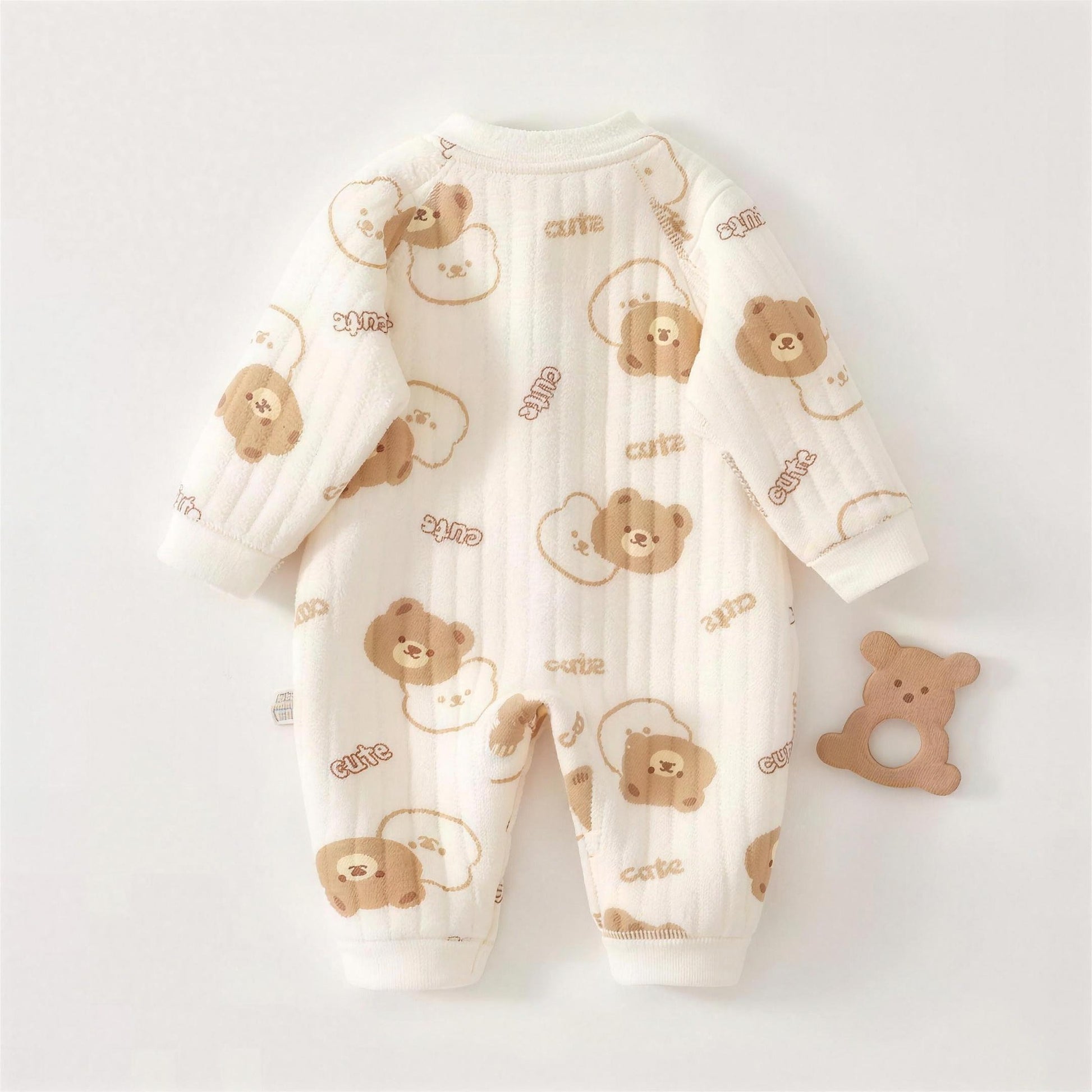 Ribbed Bear Onesie - Cute Bear Print