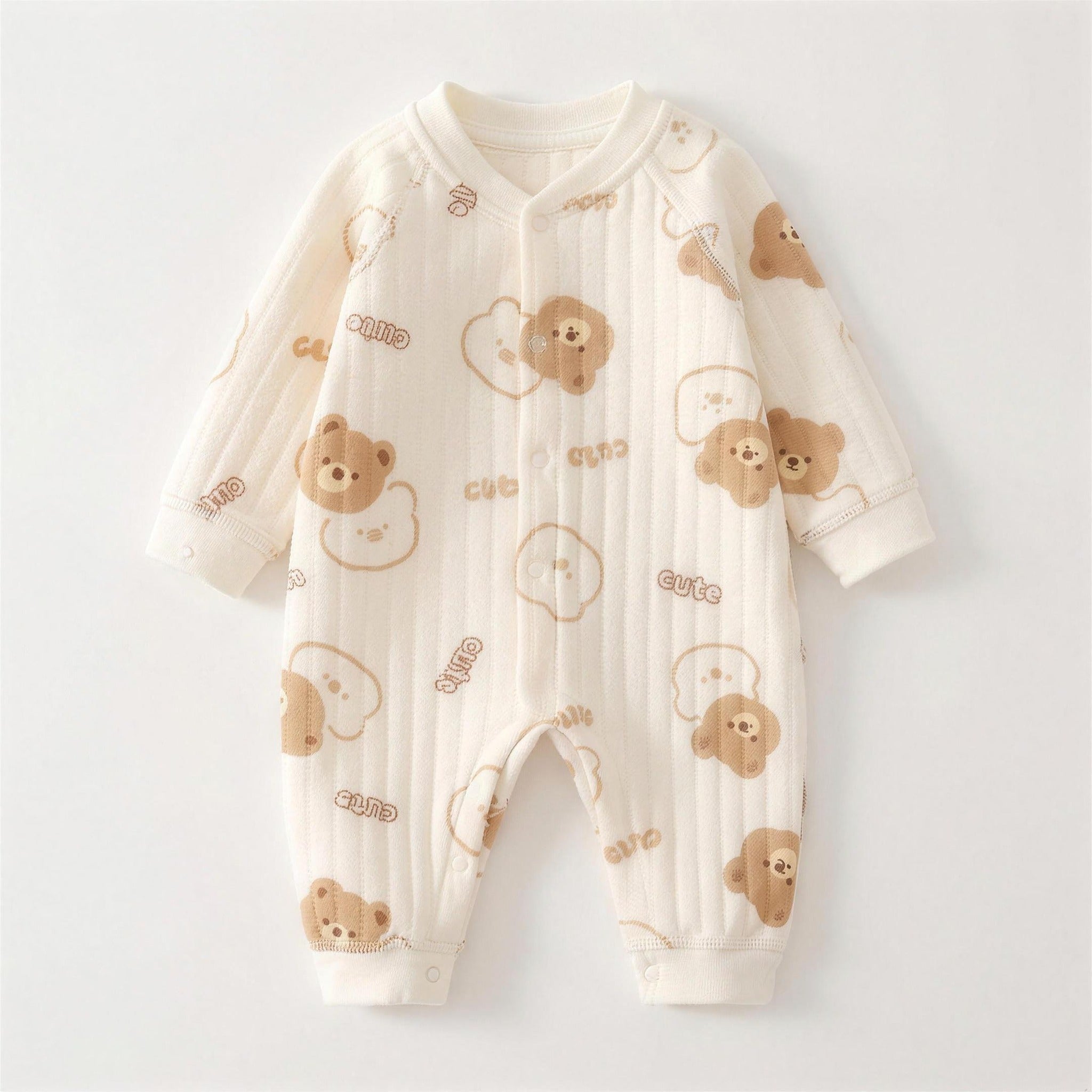 Ribbed Bear Onesie - Cute Bear Print, professional studio photo