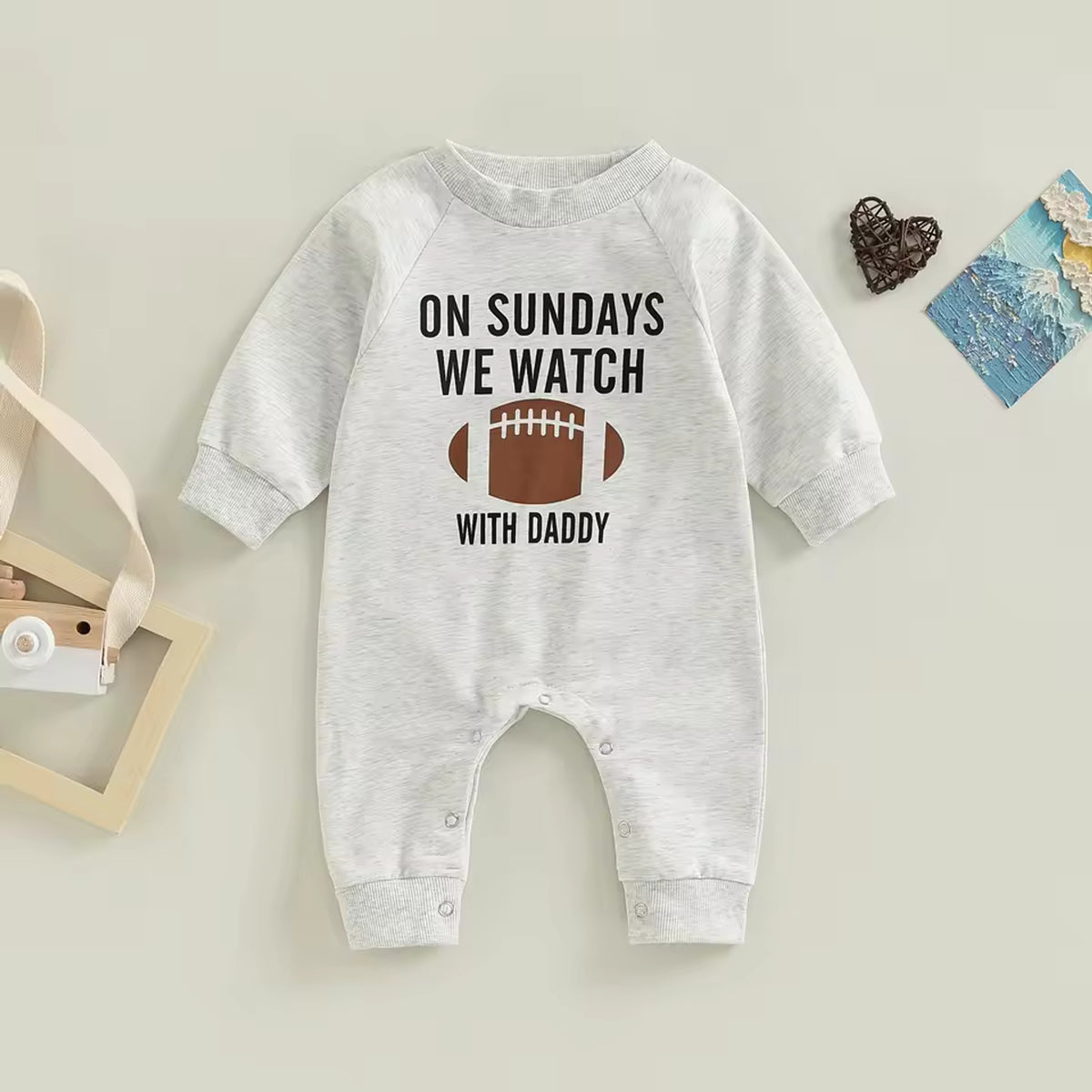 On Sundays We Watch Football Romper - styled lifestyle shot