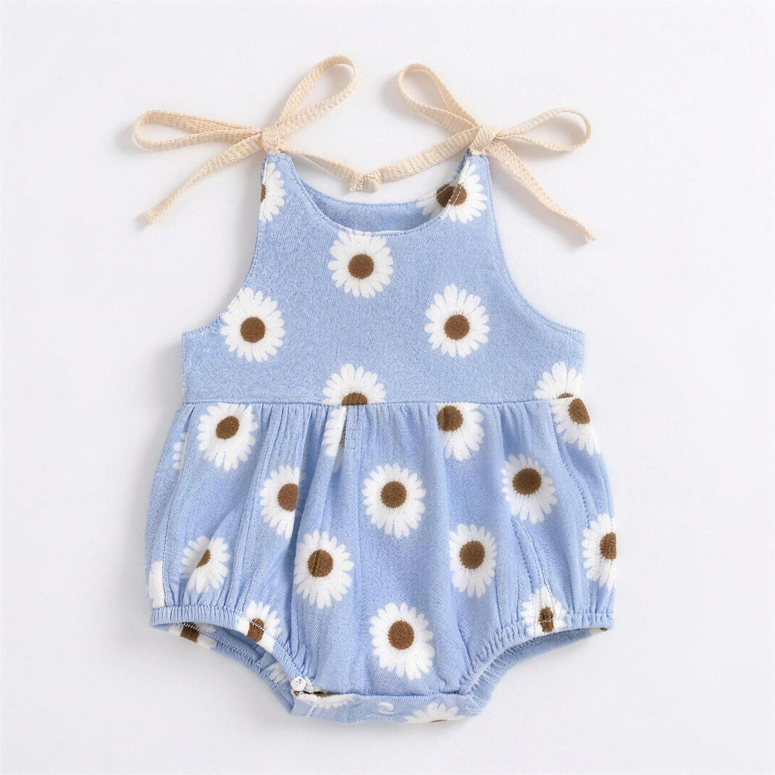 Daisy Tie-Strap Romper in Dusty Blue