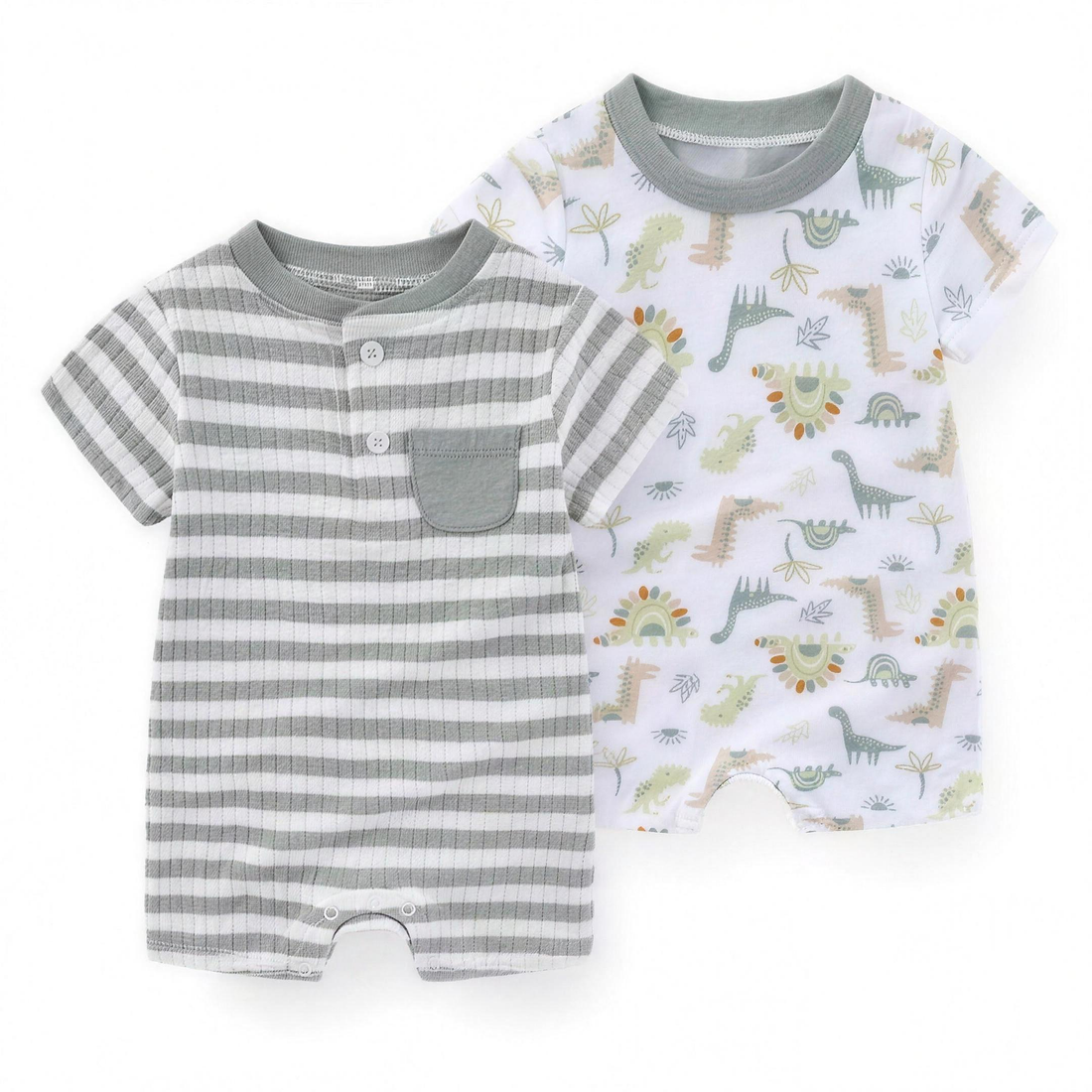 Dino Stripe Romper Set - professional studio photo