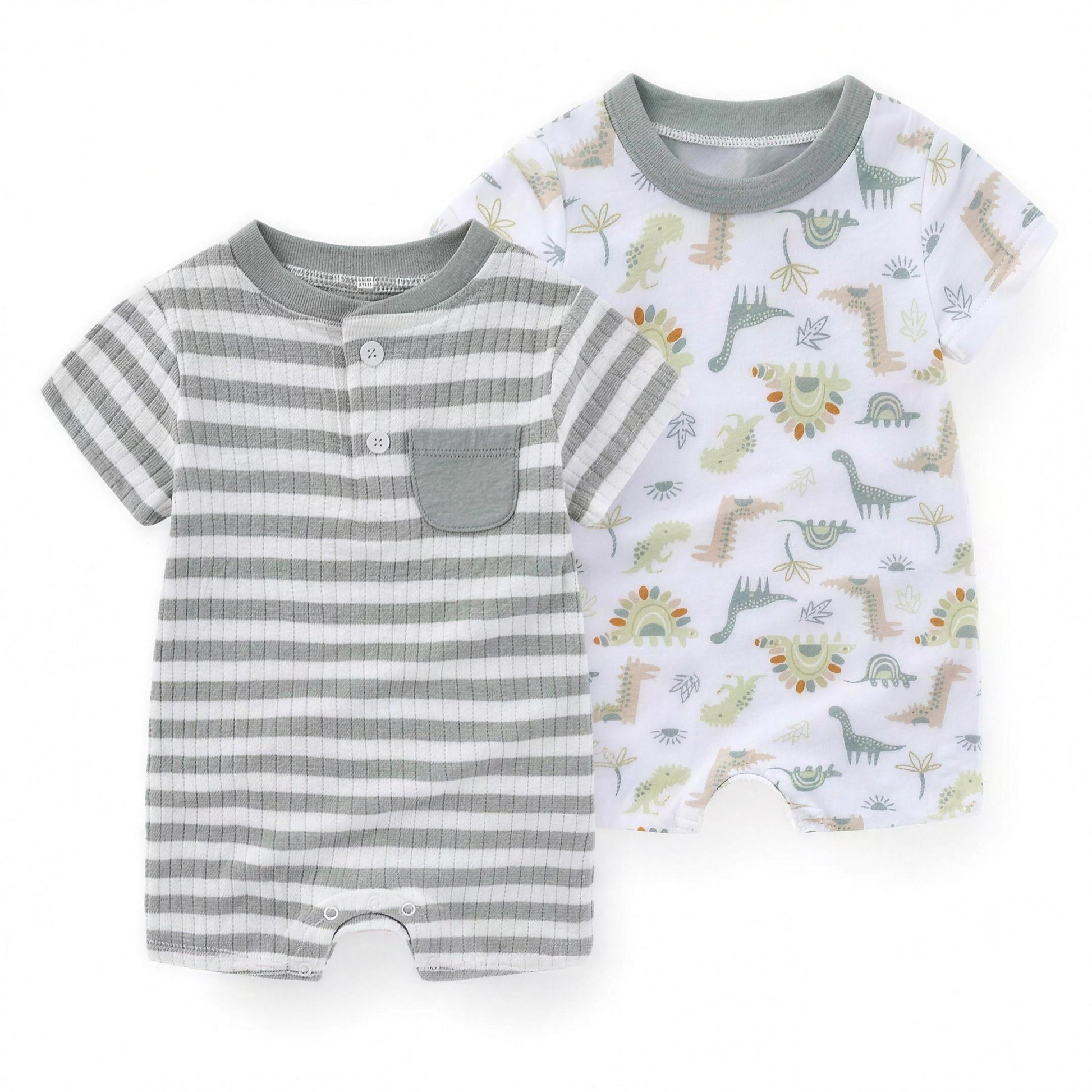 Dino Stripe Romper Set - professional studio photo