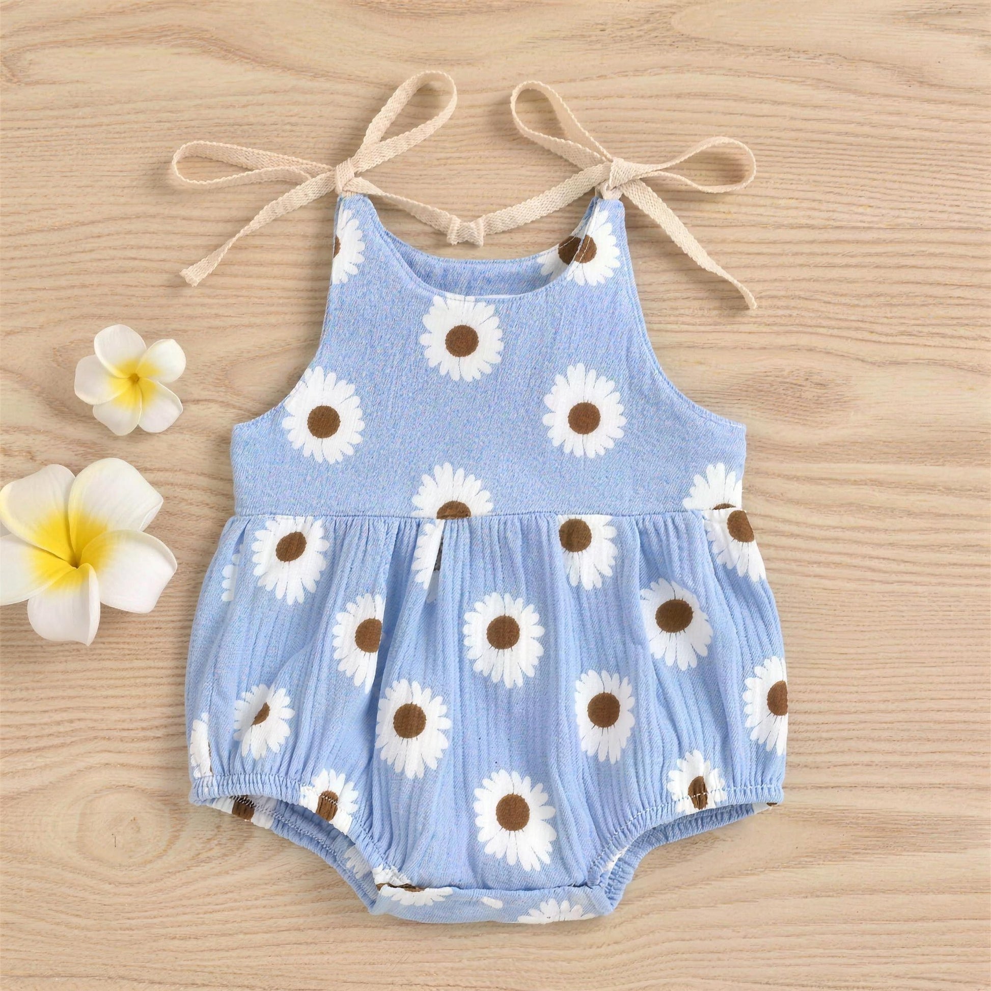 Daisy Tie-Strap Romper - Dusty Blue