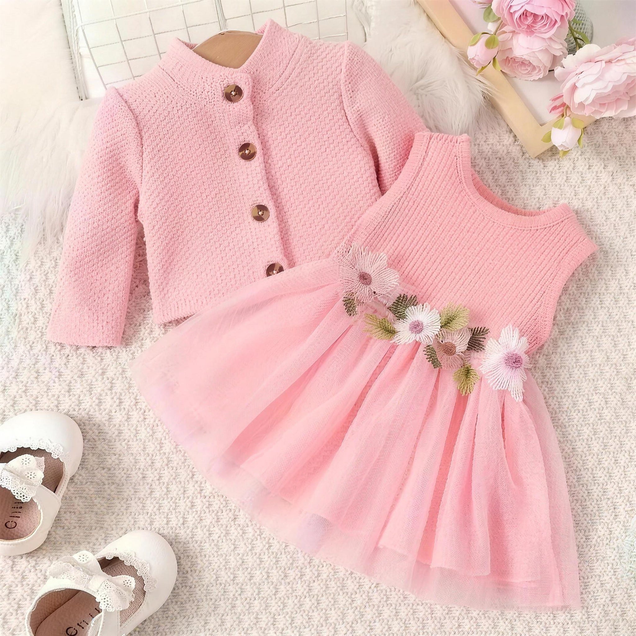 Floral Cardigan Dress Set - additional photo