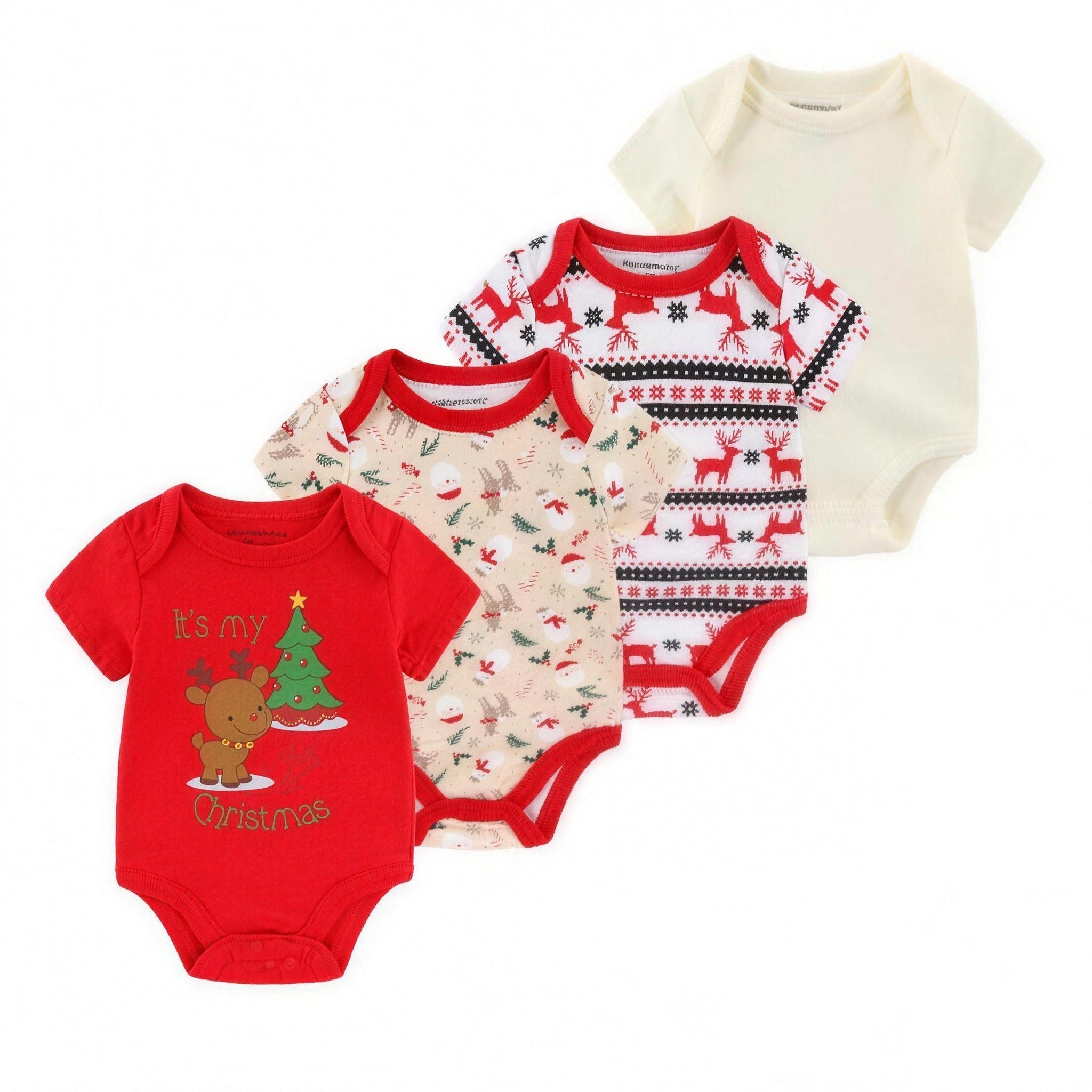 1st Christmas Bodysuit Set - professional product photo on white background